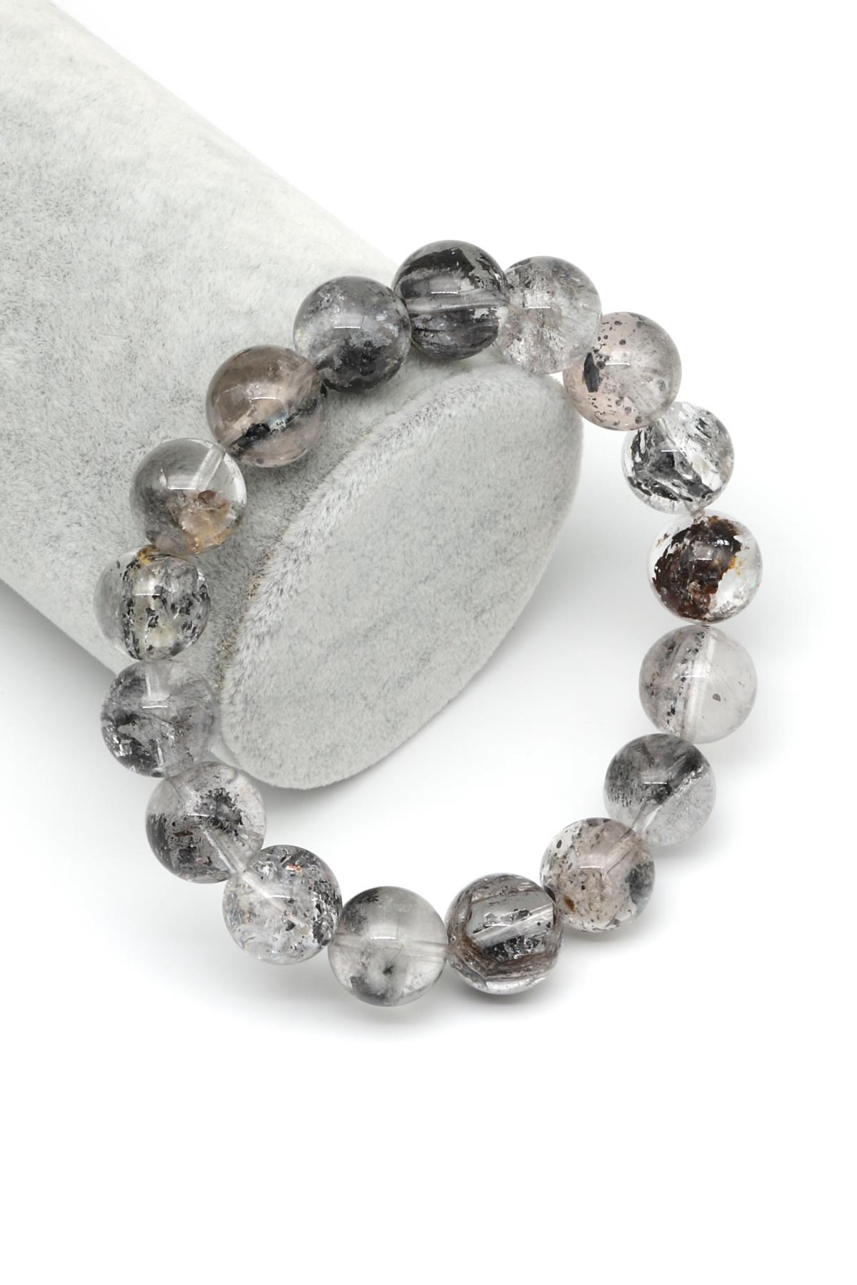 Herkimer Kuvars Doğal Taş Bileklik 12 mm Küre Kesim