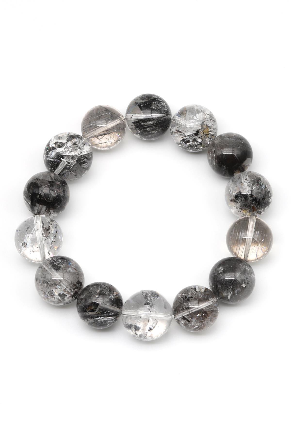 Herkimer Kuvars Doğal Taş Bileklik 16 mm Küre Kesim