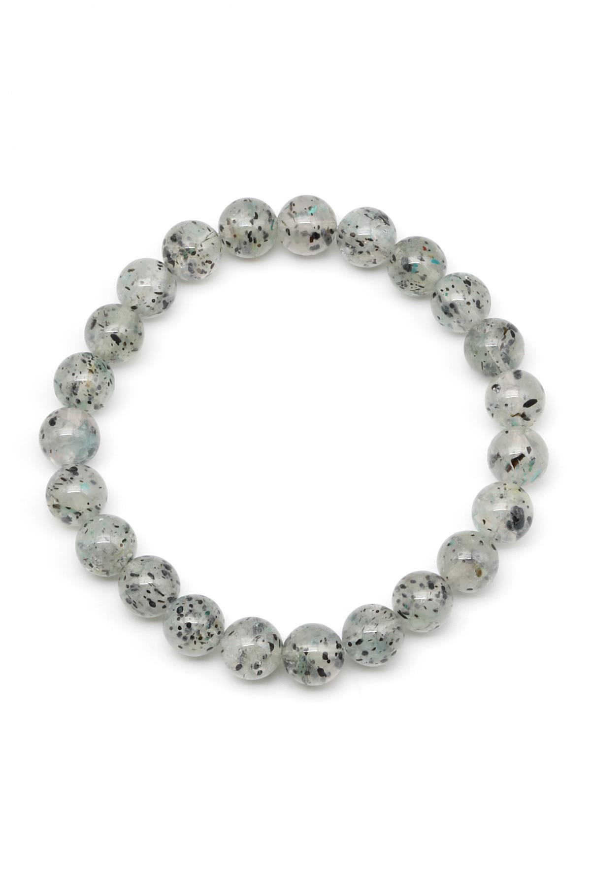 Herkimer Kuvars Doğal Taş Bileklik 8 mm Küre Kesim