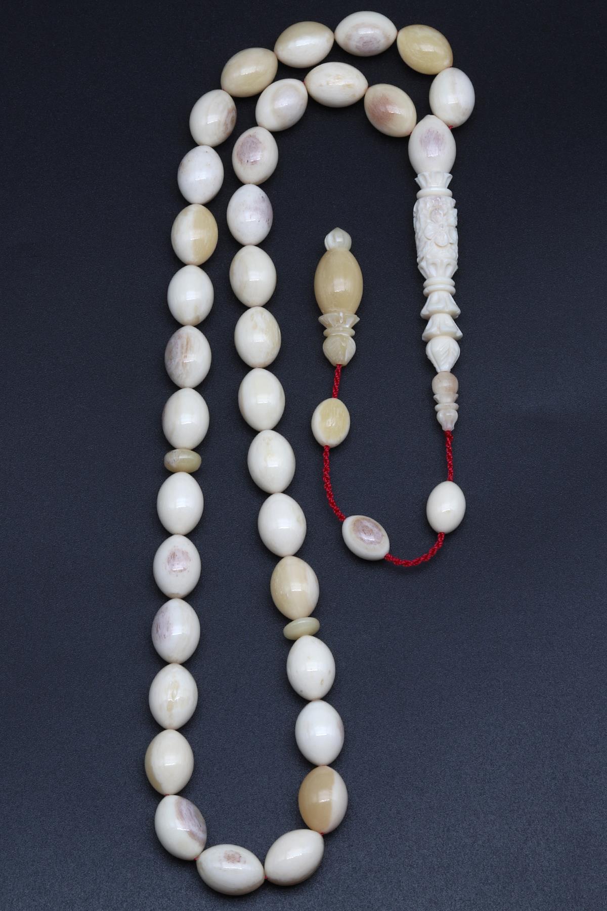 İmame Oymalı Deve Kemiği Tesbih 10 x 13 mm Beyzi Kesim