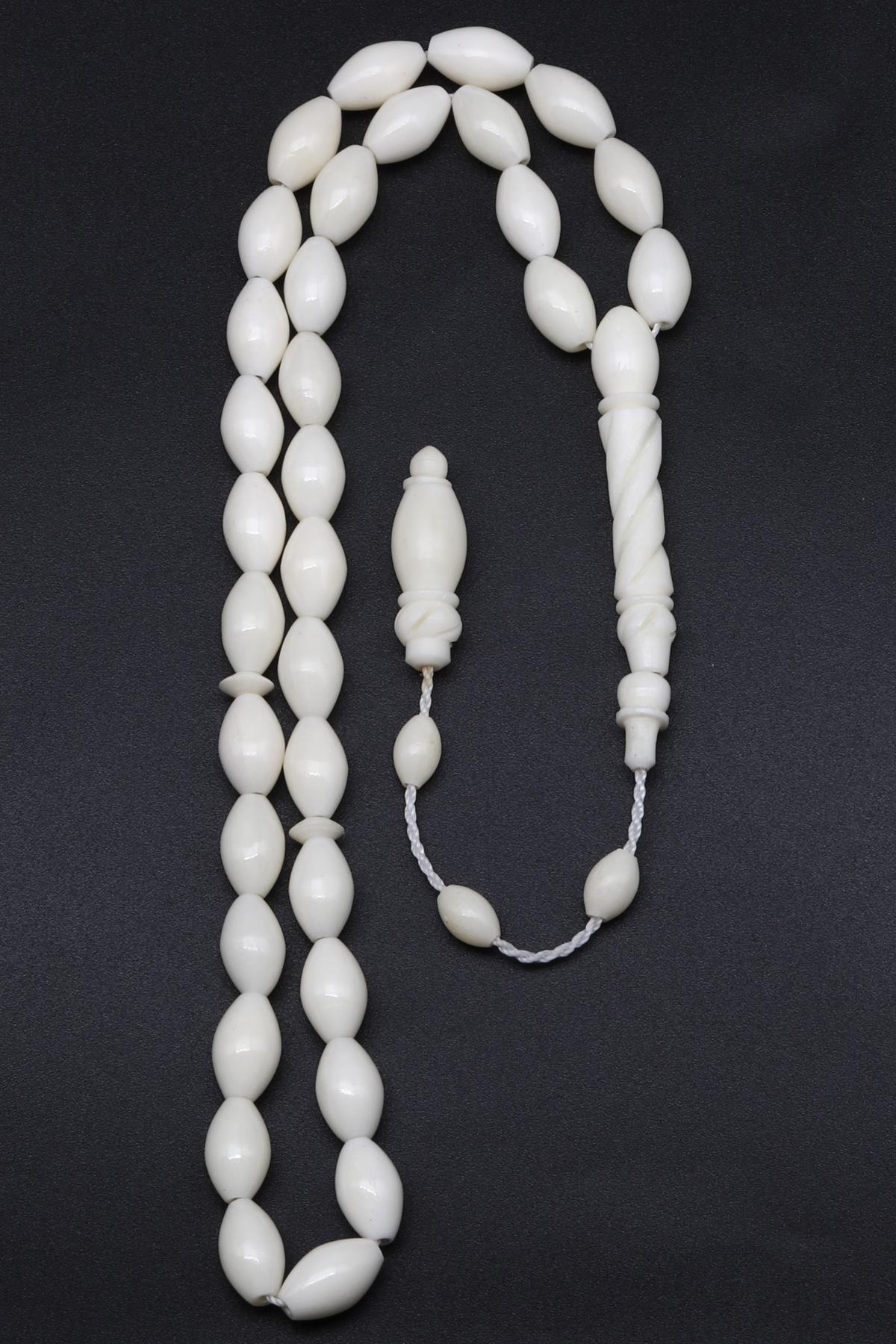 İmame Oymalı Kemik Tesbih 6 x 11 mm Arpa Kesim