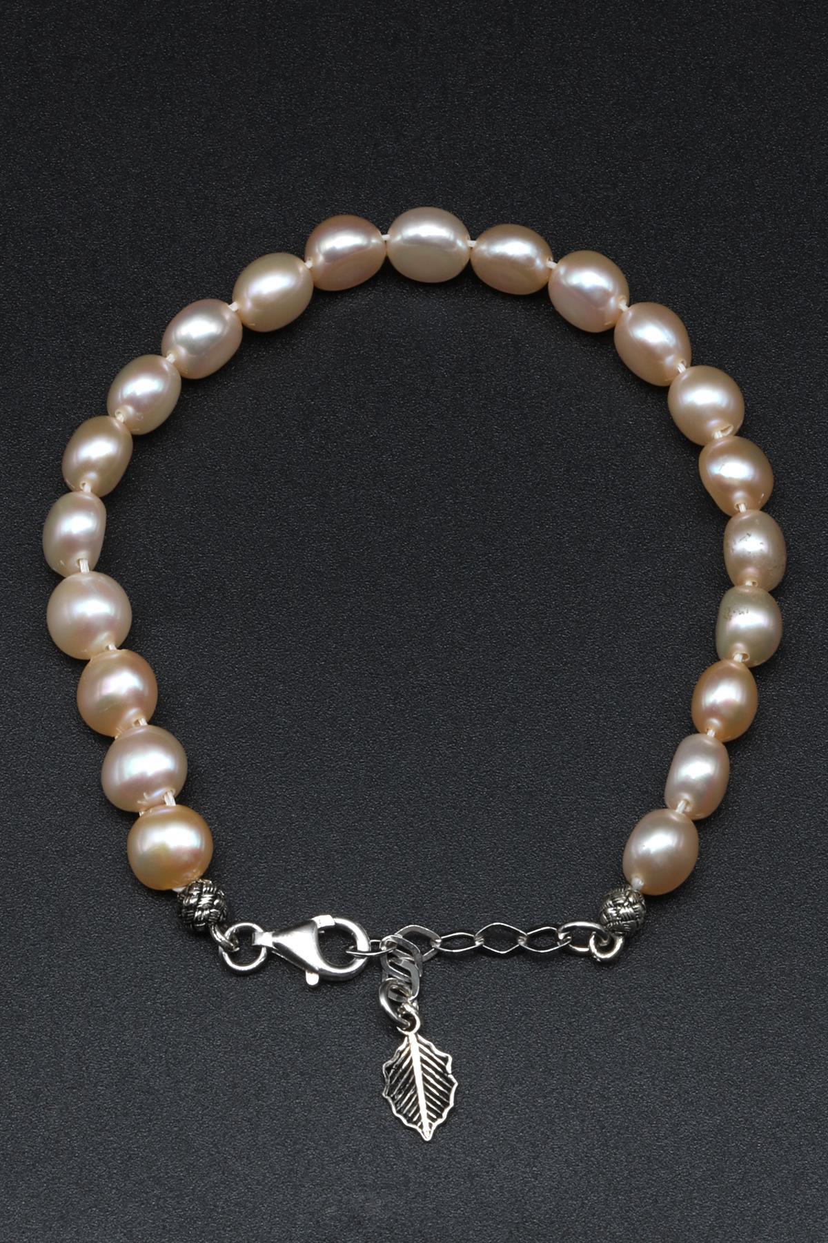 İnci Doğal Taş 925 Ayar Gümüş Bileklik