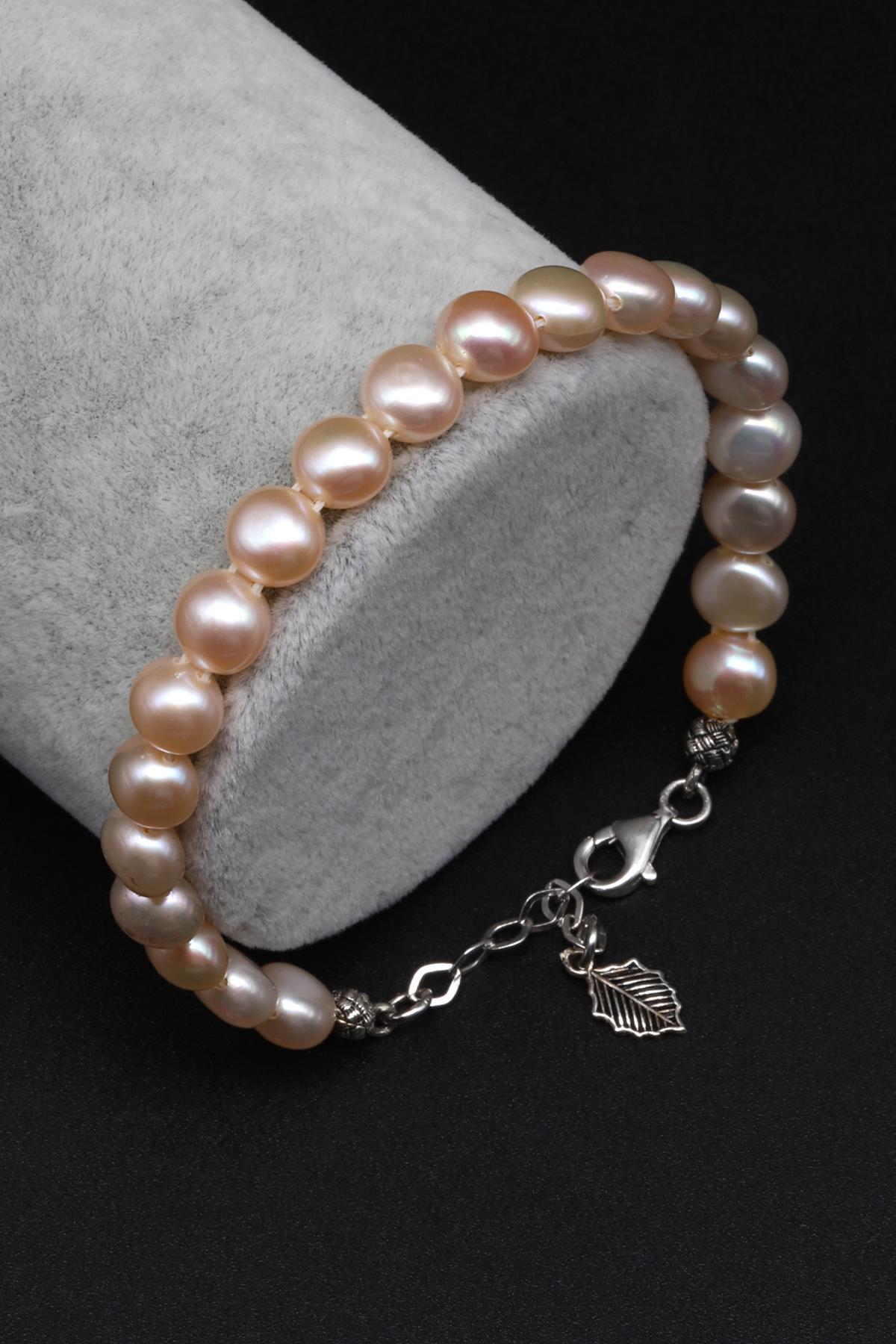 İnci Doğal Taş 925 Ayar Gümüş Bileklik