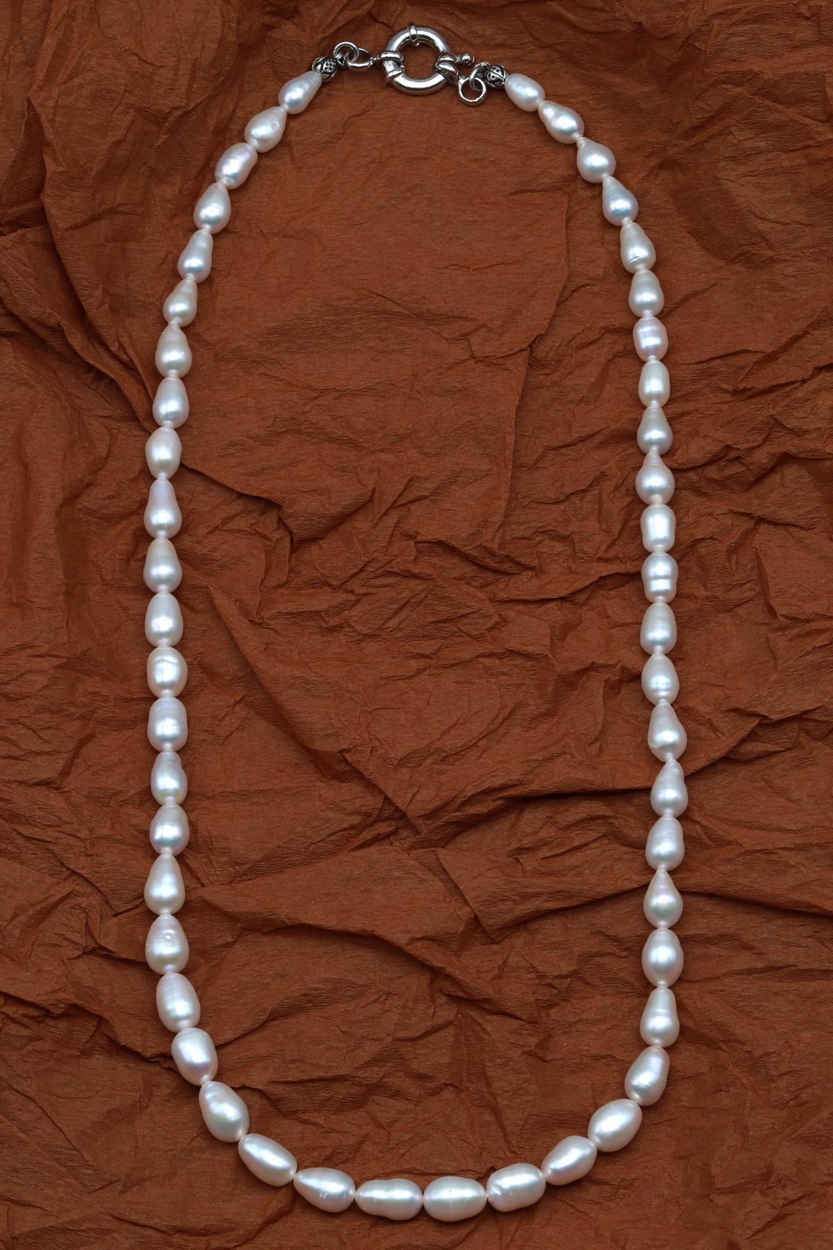 İnci Doğal Taş 925 Ayar Gümüş Kolye