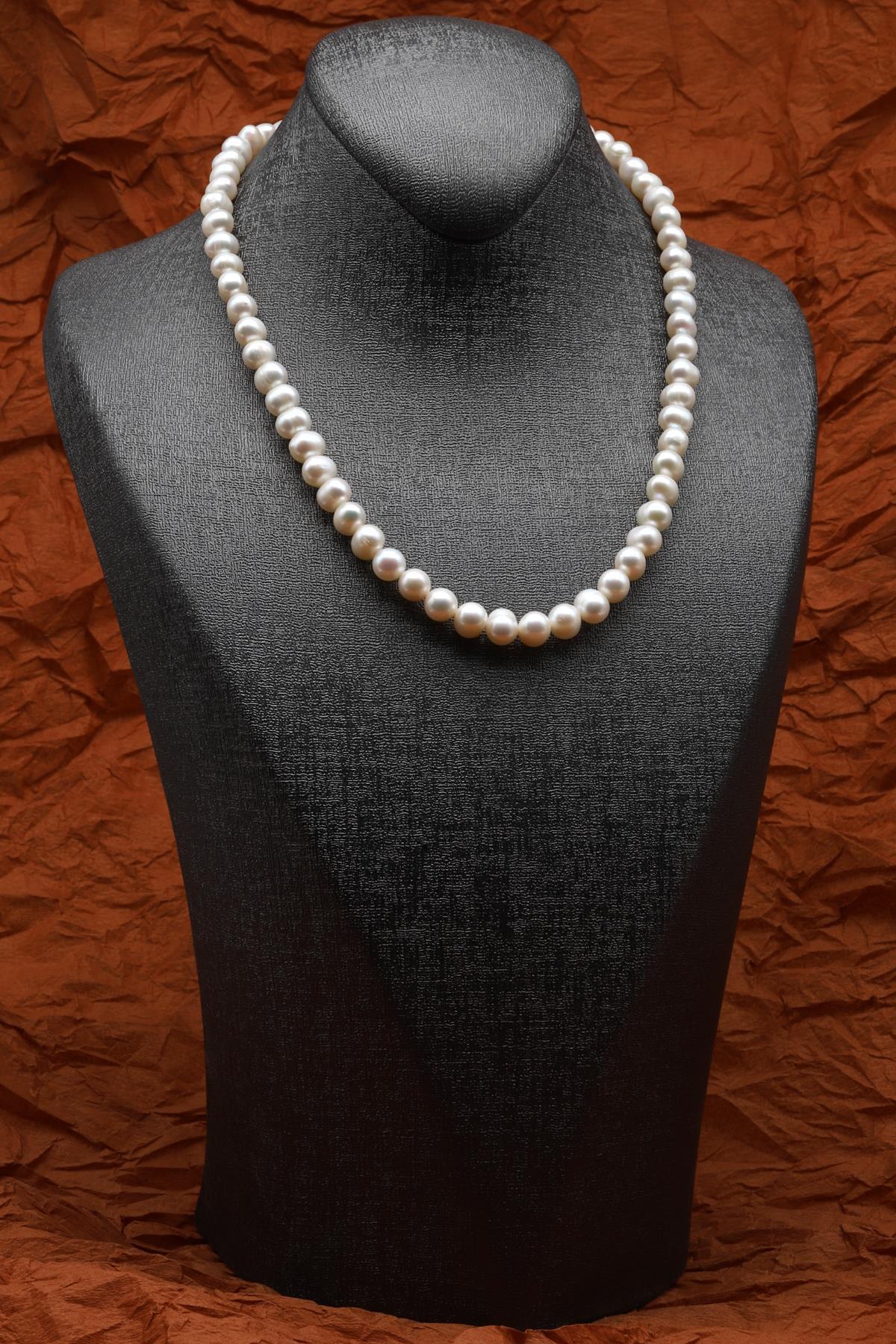 İnci Doğal Taş 925 Ayar Gümüş Kolye