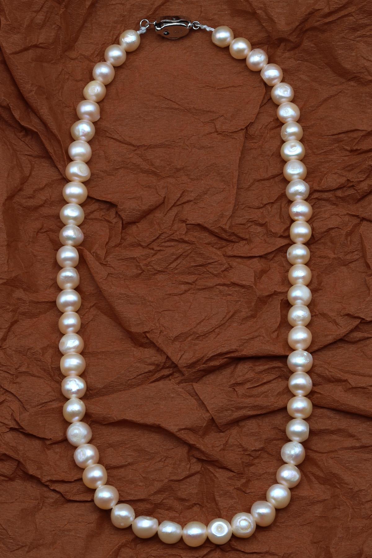 İnci Doğal Taş 925 Ayar Gümüş Kolye