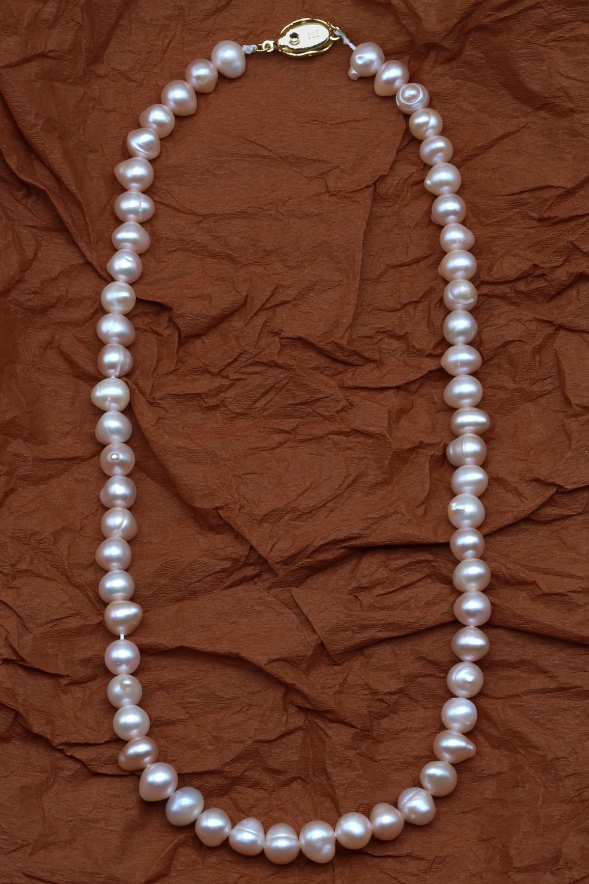 İnci Doğal Taş 925 Ayar Gümüş Kolye