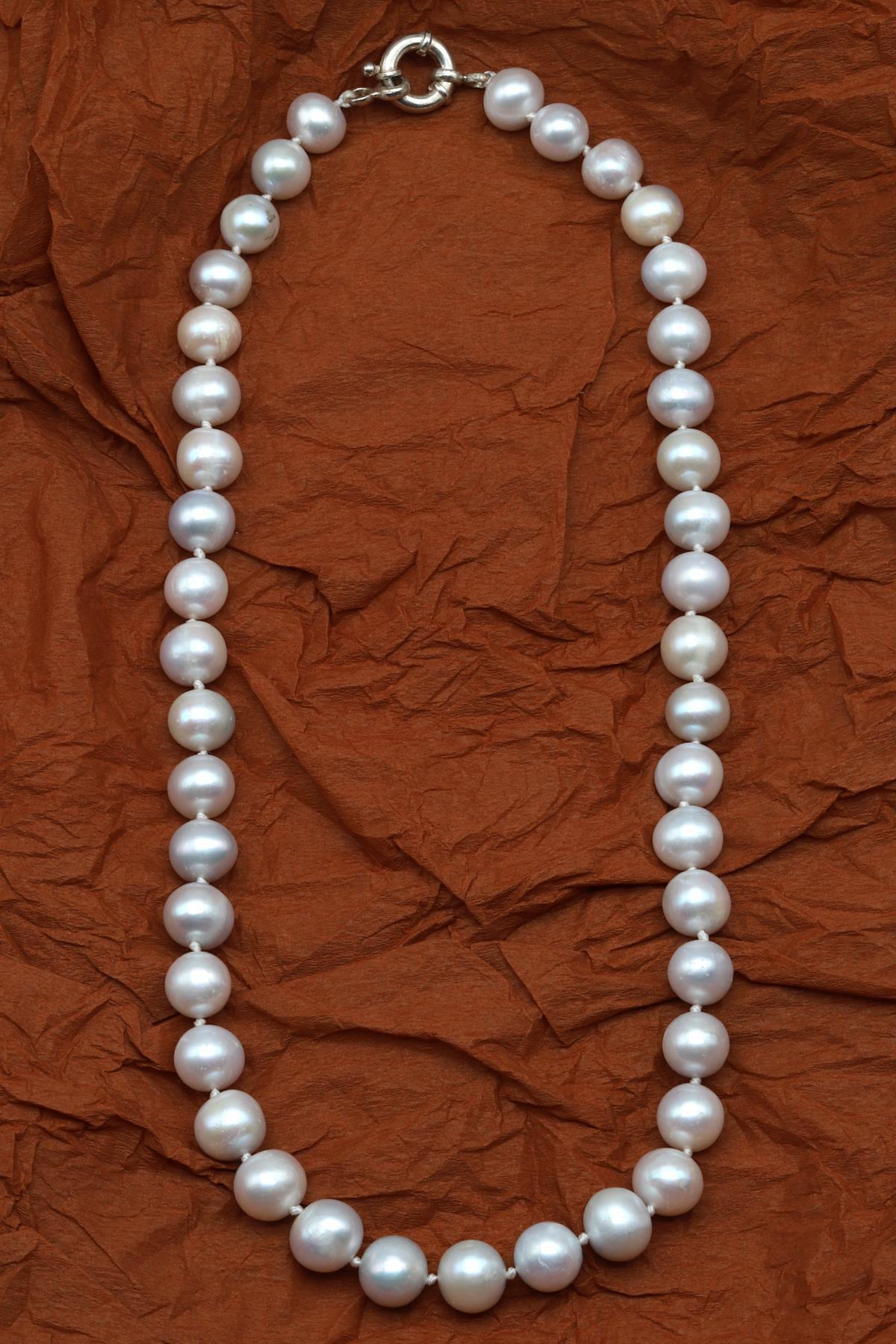 İnci Doğal Taş 925 Ayar Gümüş Kolye