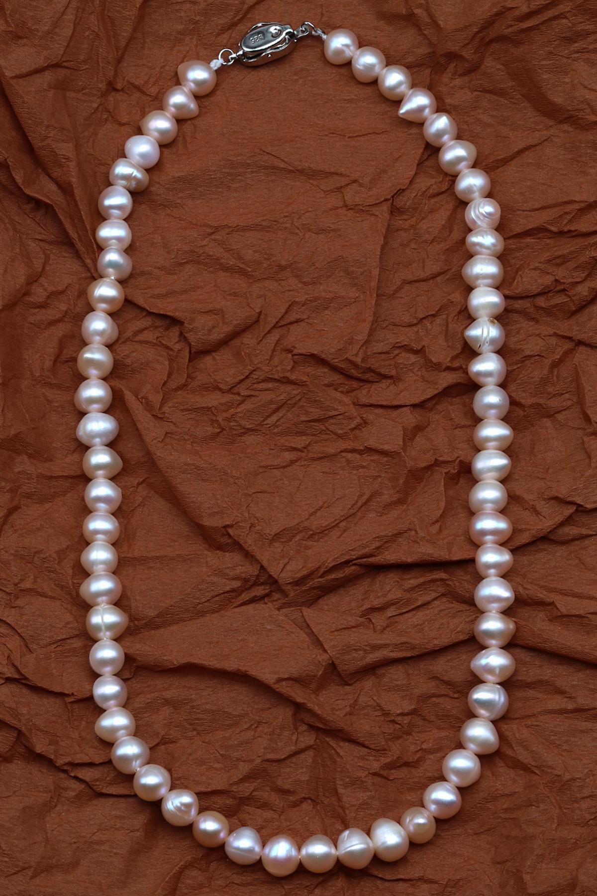 İnci Doğal Taş 925 Ayar Gümüş Kolye