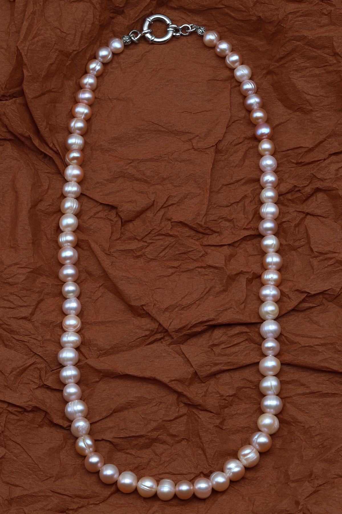 İnci Doğal Taş 925 Ayar Gümüş Kolye