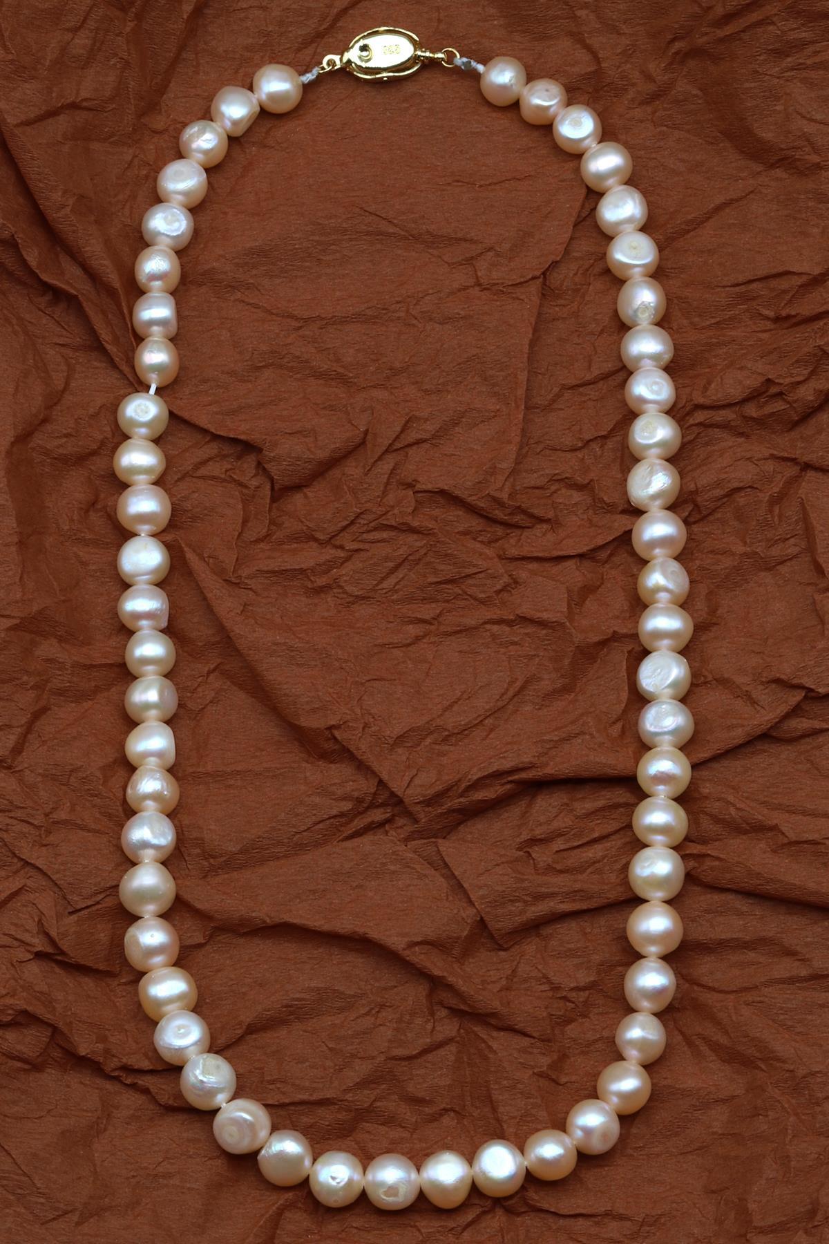 İnci Doğal Taş 925 Ayar Gümüş Kolye