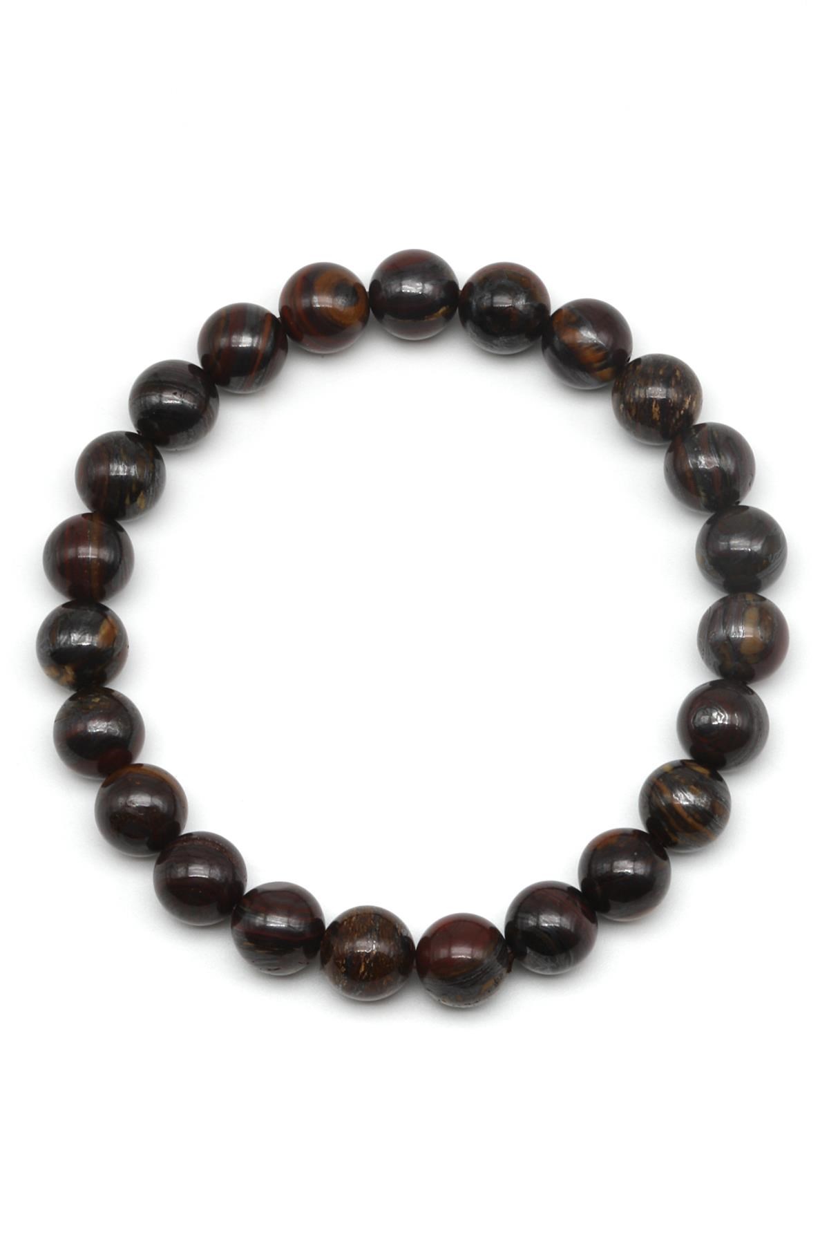 Iron Tiger Eye Doğal Taş Bileklik 8 mm Küre  Kesim