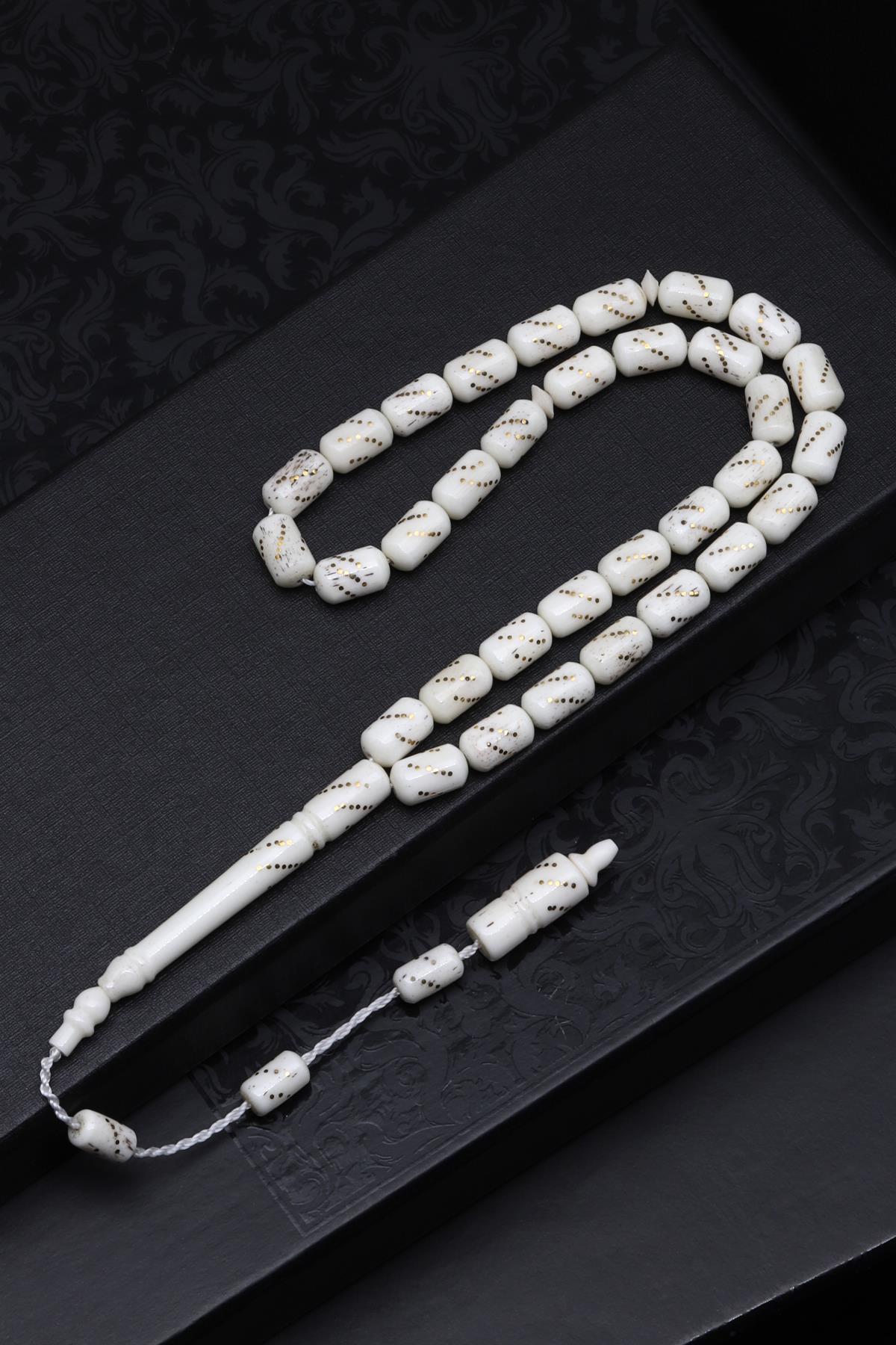 İşlemeli Kemik Tesbih 6 x 10 mm Kapsül Kesim - T-1528