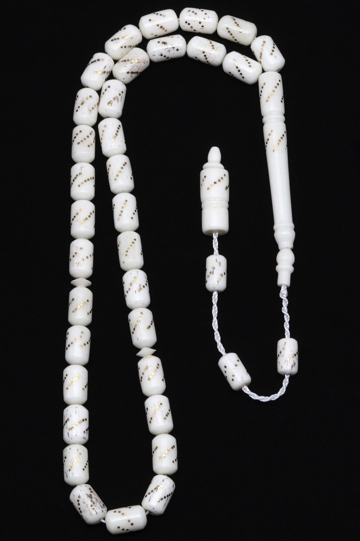 İşlemeli Kemik Tesbih 6 x 10 mm Kapsül Kesim - T-1528