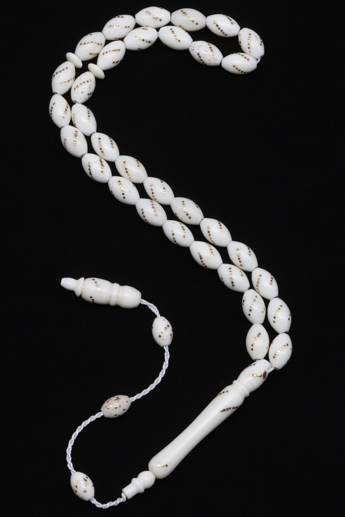 İşlemeli Kemik Tesbih 6 x 9 mm Arpa Kesim - T-1527