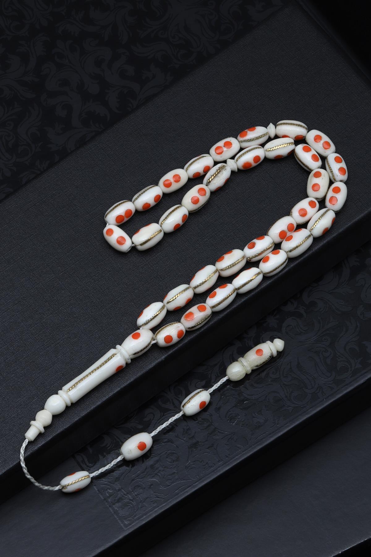 İşlemeli Kemik Tesbih 6 x 9 mm Kapsül Kesim - T-1529