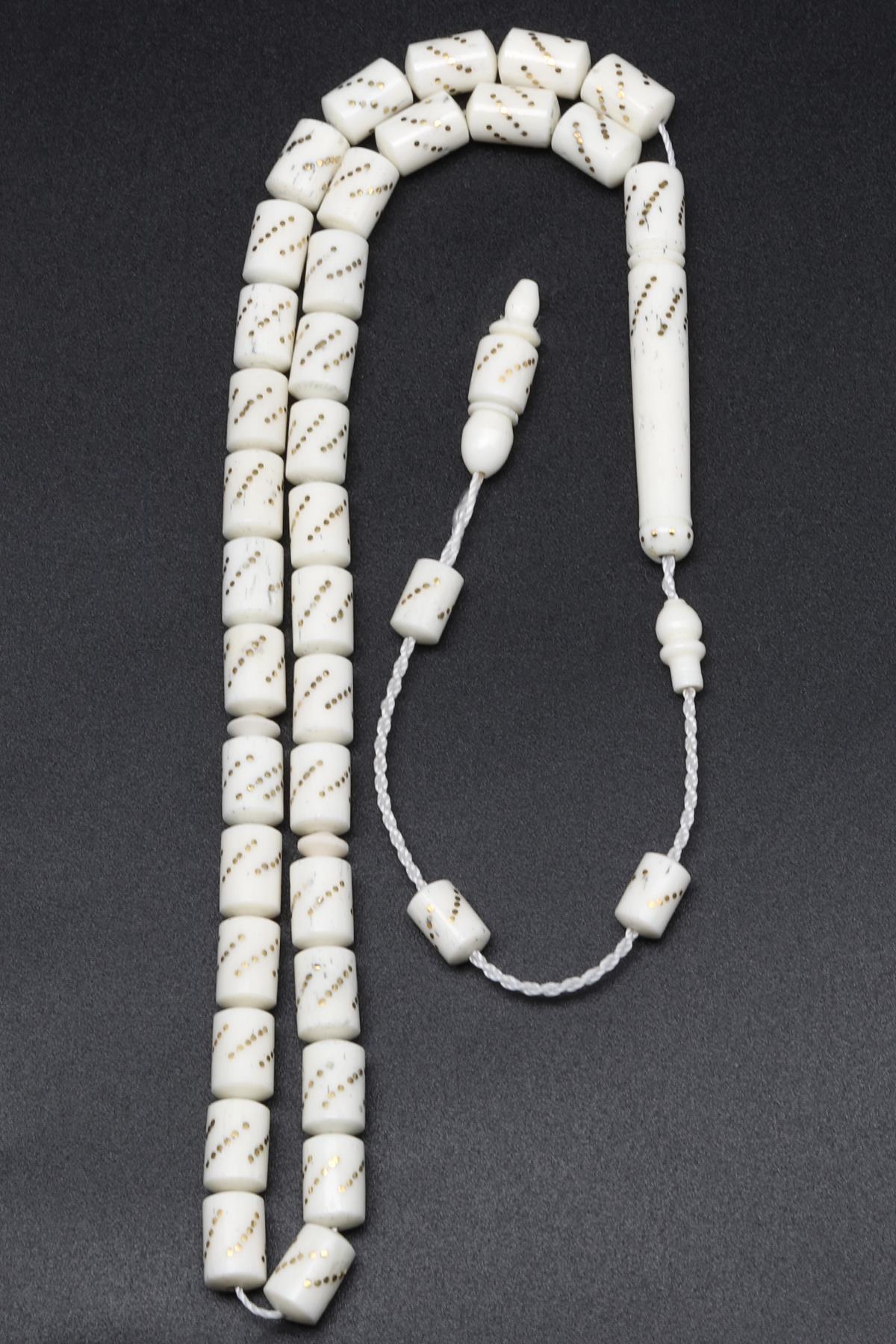 İşlemeli Kemik Tesbih 6 x 9 mm Silindir Kesim