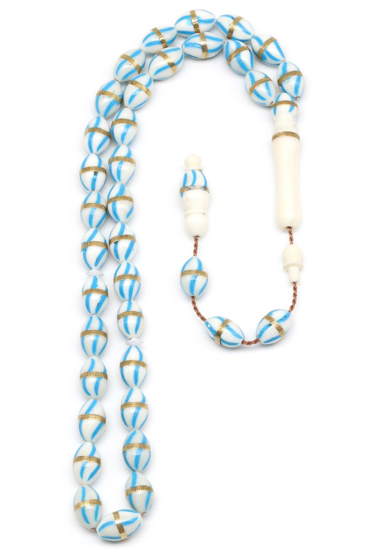 İşlemeli Kemik Tesbih 8 x 12 mm Arpa Kesim