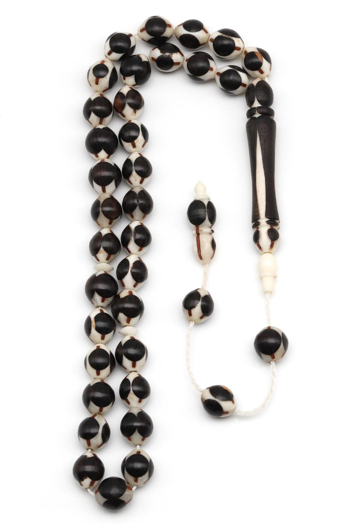 İşlemeli Kemik Tesbih 8 x 9 mm Beyzi Kesim