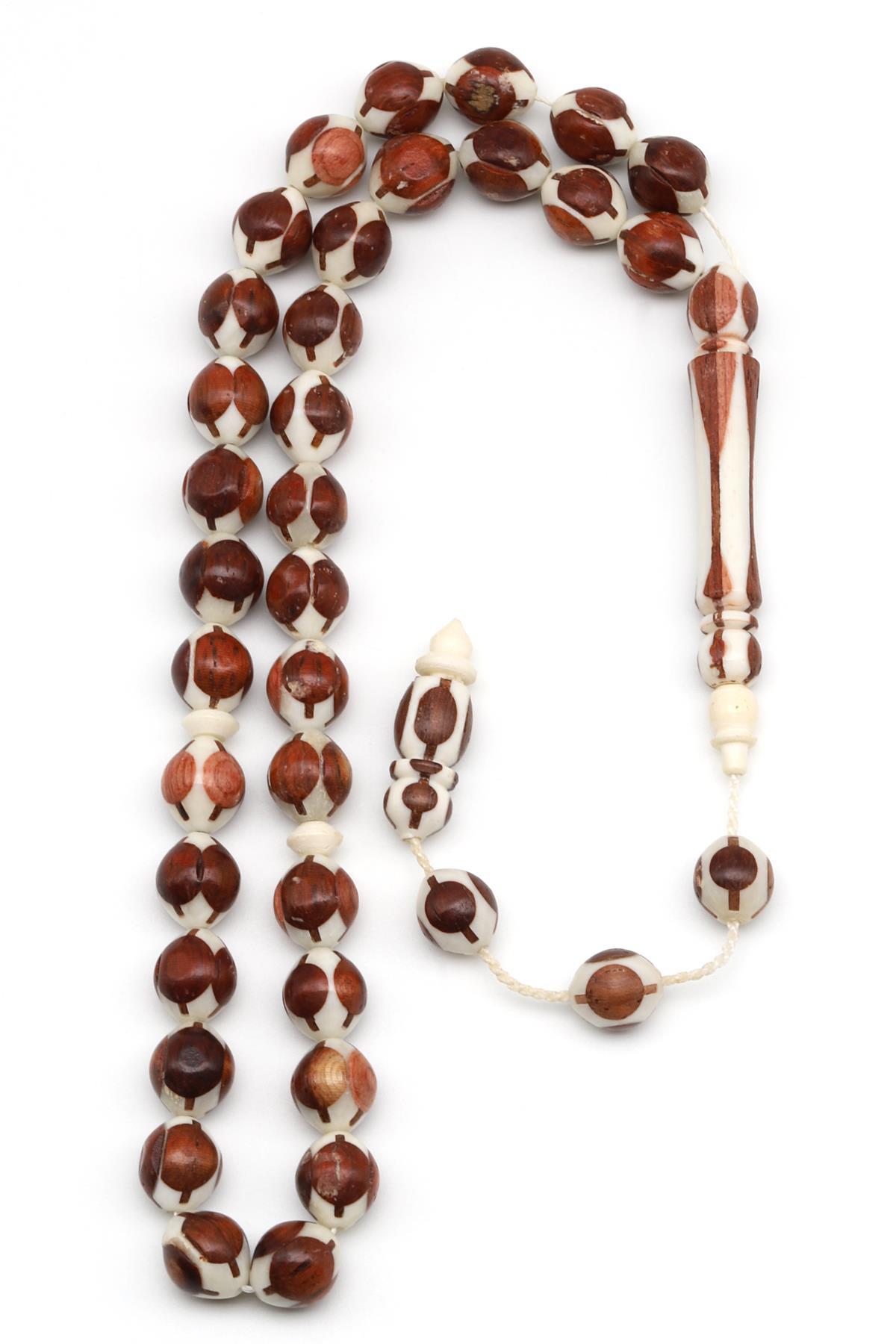 İşlemeli Kemik Tesbih 8 x 9 mm Beyzi Kesim