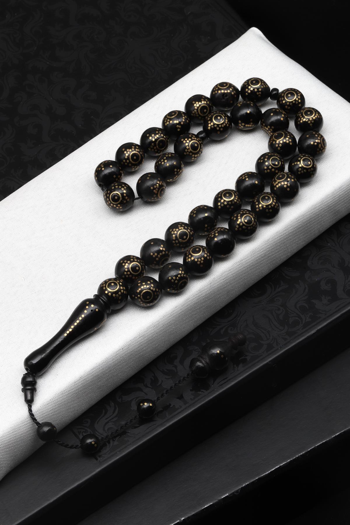 İşlemeli Kuka Ağacı Tesbih 10 x 10 mm Arpa Kesim