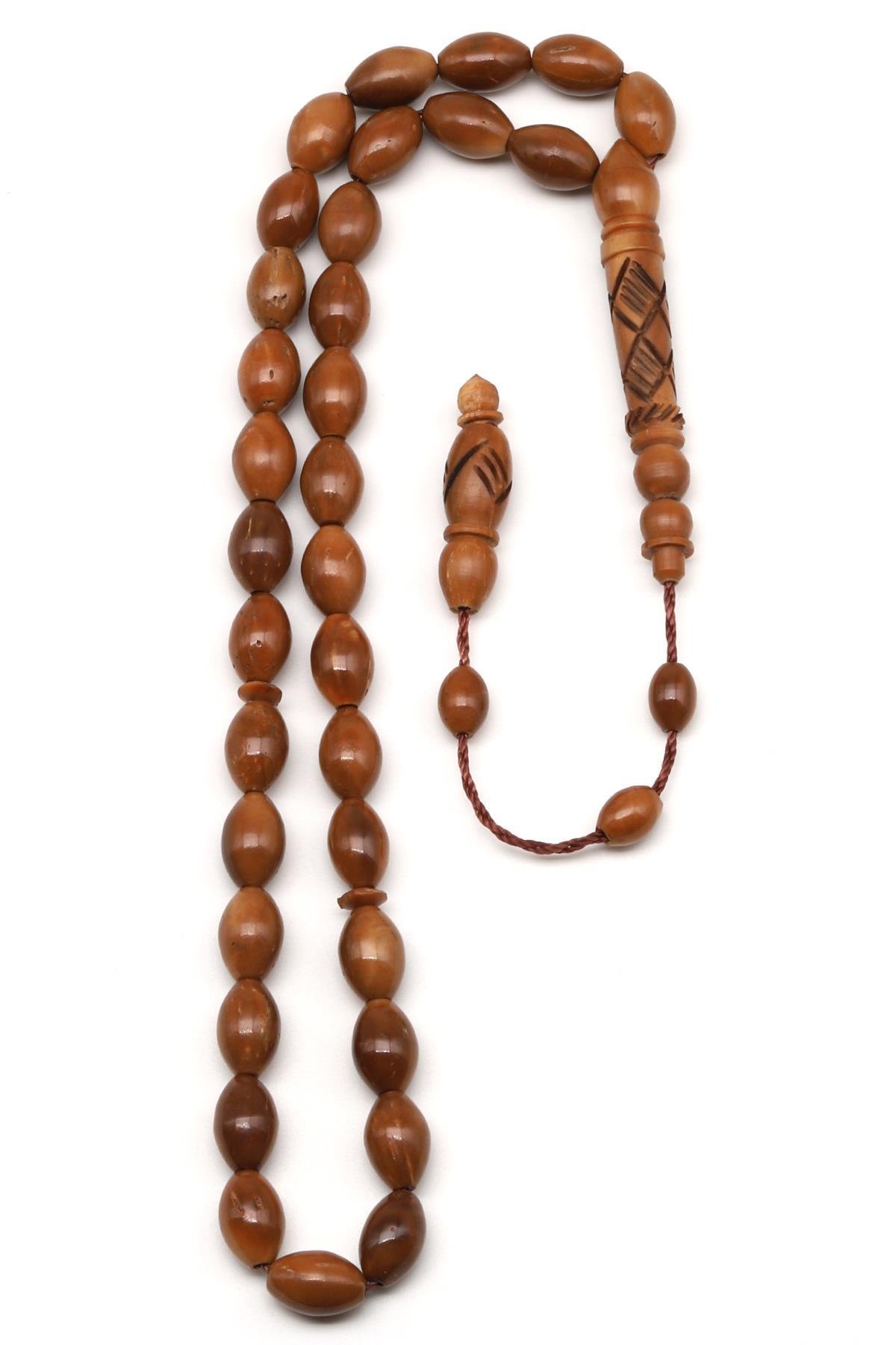 İşlemeli Kuka Ağacı Tesbih 6 x 10 mm Beyzi Kesim