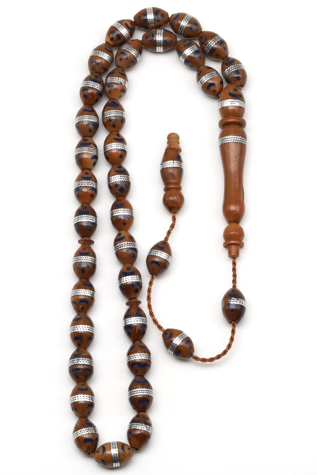 İşlemeli Kuka Ağacı Tesbih 6 x 10 mm Beyzi Kesim