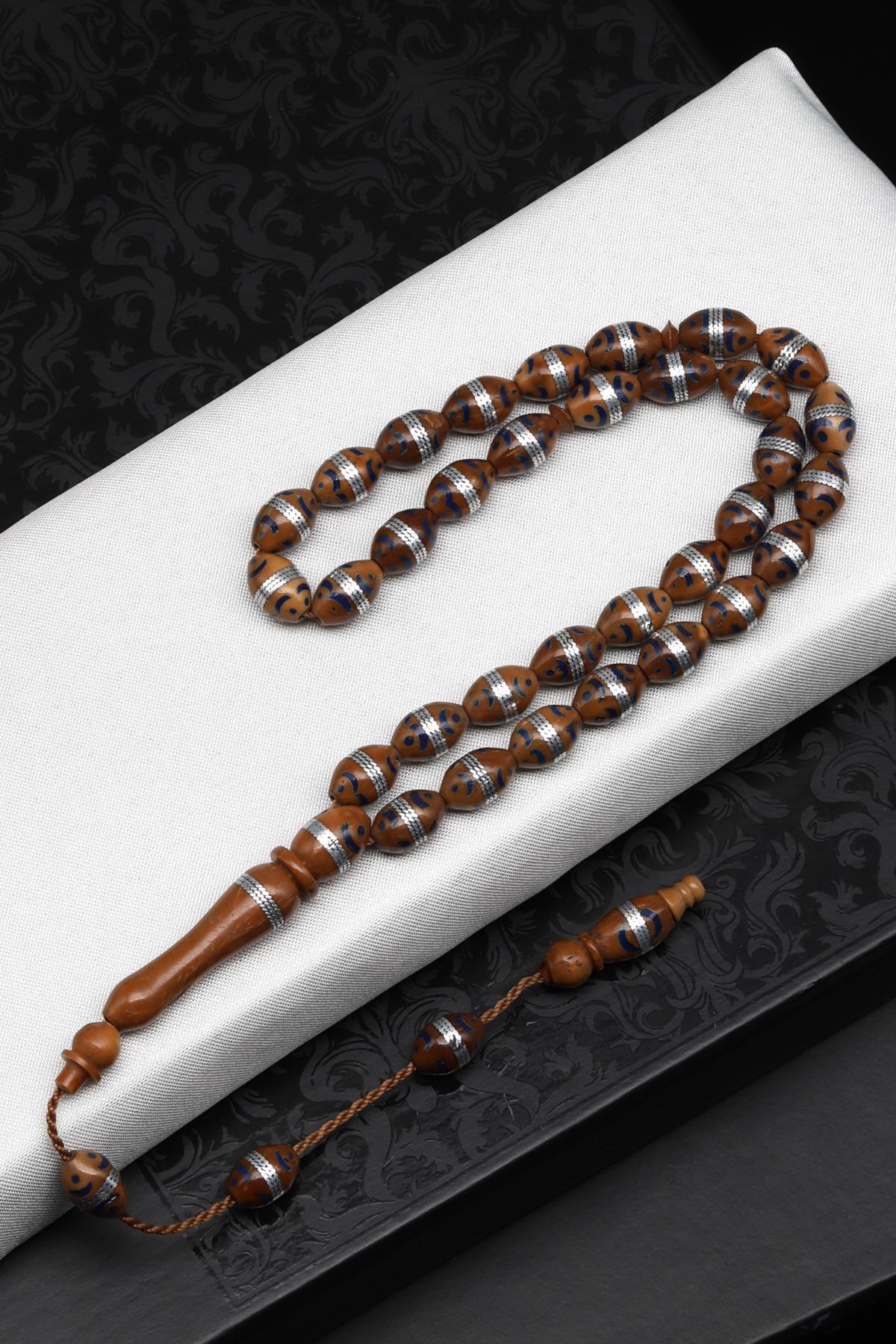 İşlemeli Kuka Ağacı Tesbih 6 x 10 mm Beyzi Kesim