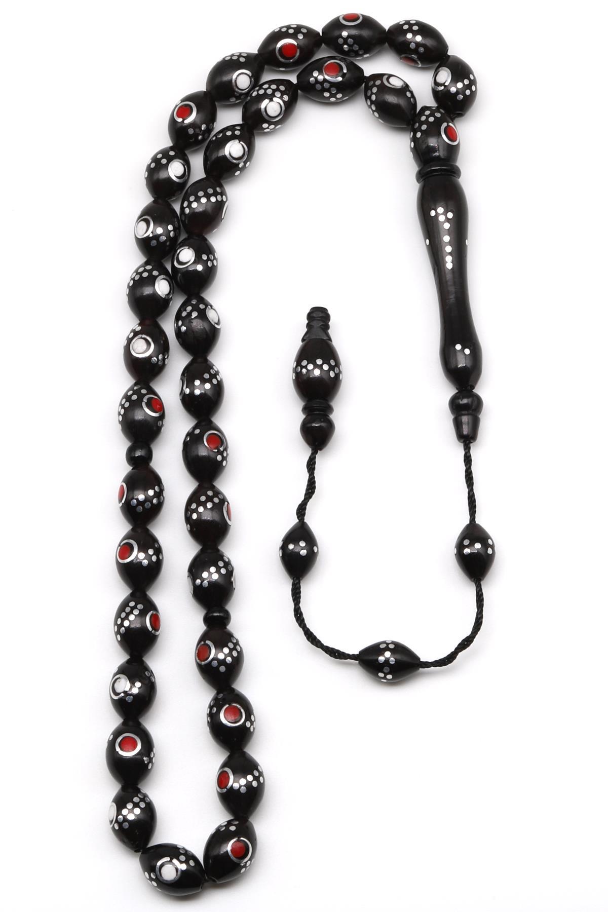 İşlemeli Kuka Ağacı Tesbih 7 x 10 mm Arpa Kesim