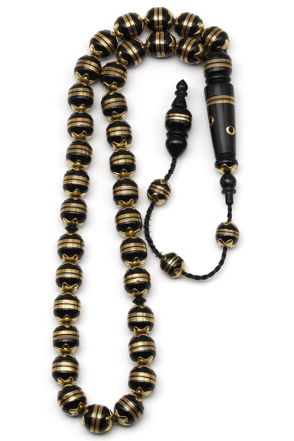 İşlemeli Kuka Ağacı Tesbih 9 x 10 mm Küre Kesim