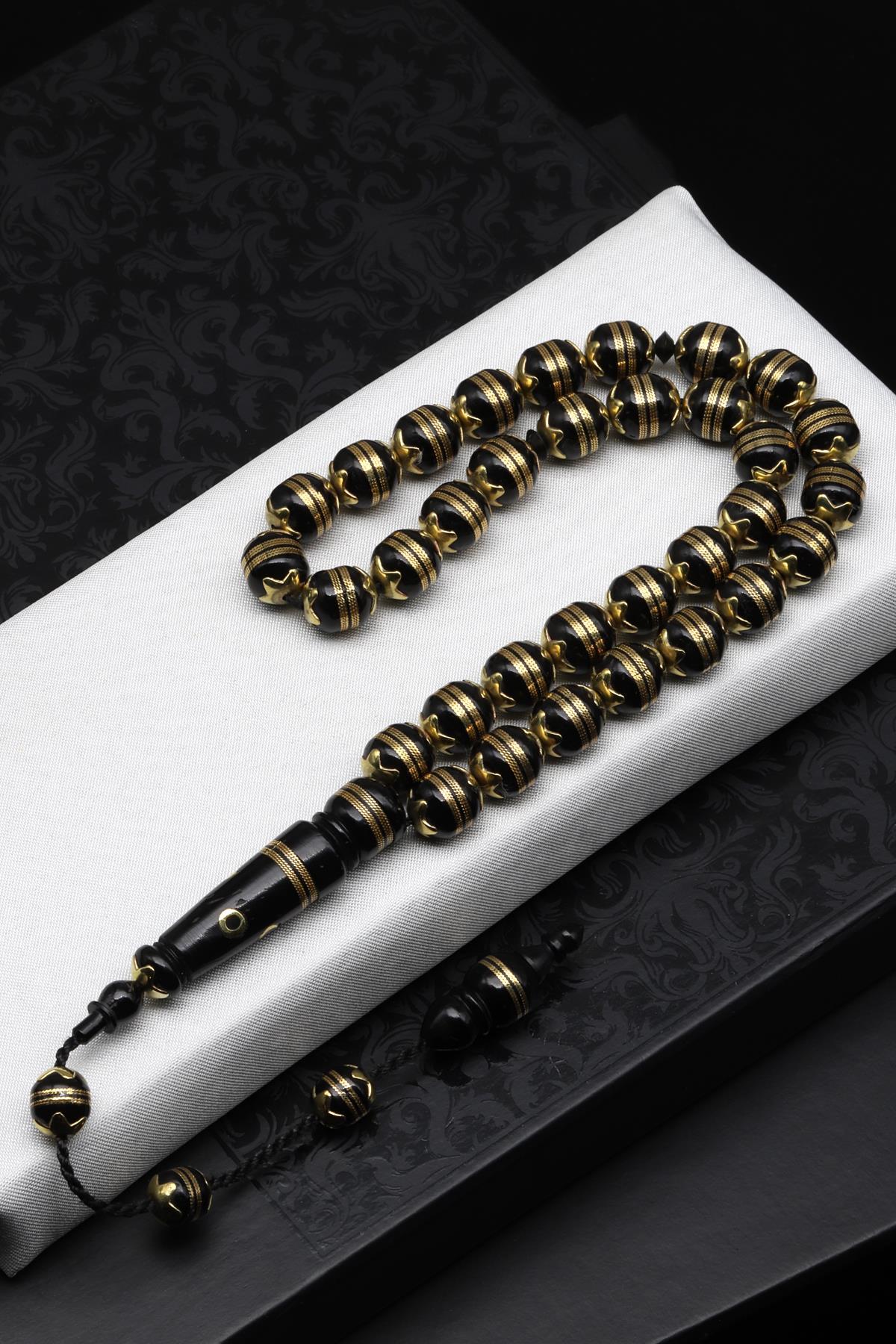 İşlemeli Kuka Ağacı Tesbih 9 x 10 mm Küre Kesim