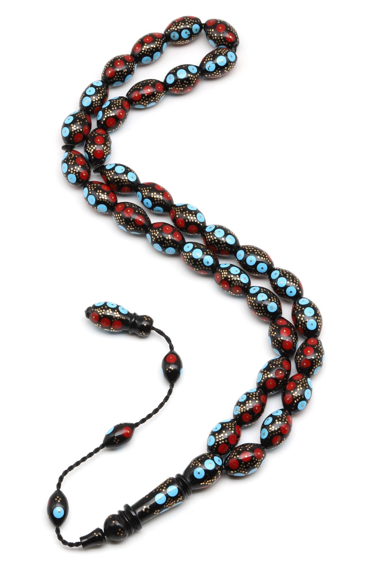 İşlemeli Kuka Ağacı Tesbih 9 x 14 mm Arpa Kesim - T-1860