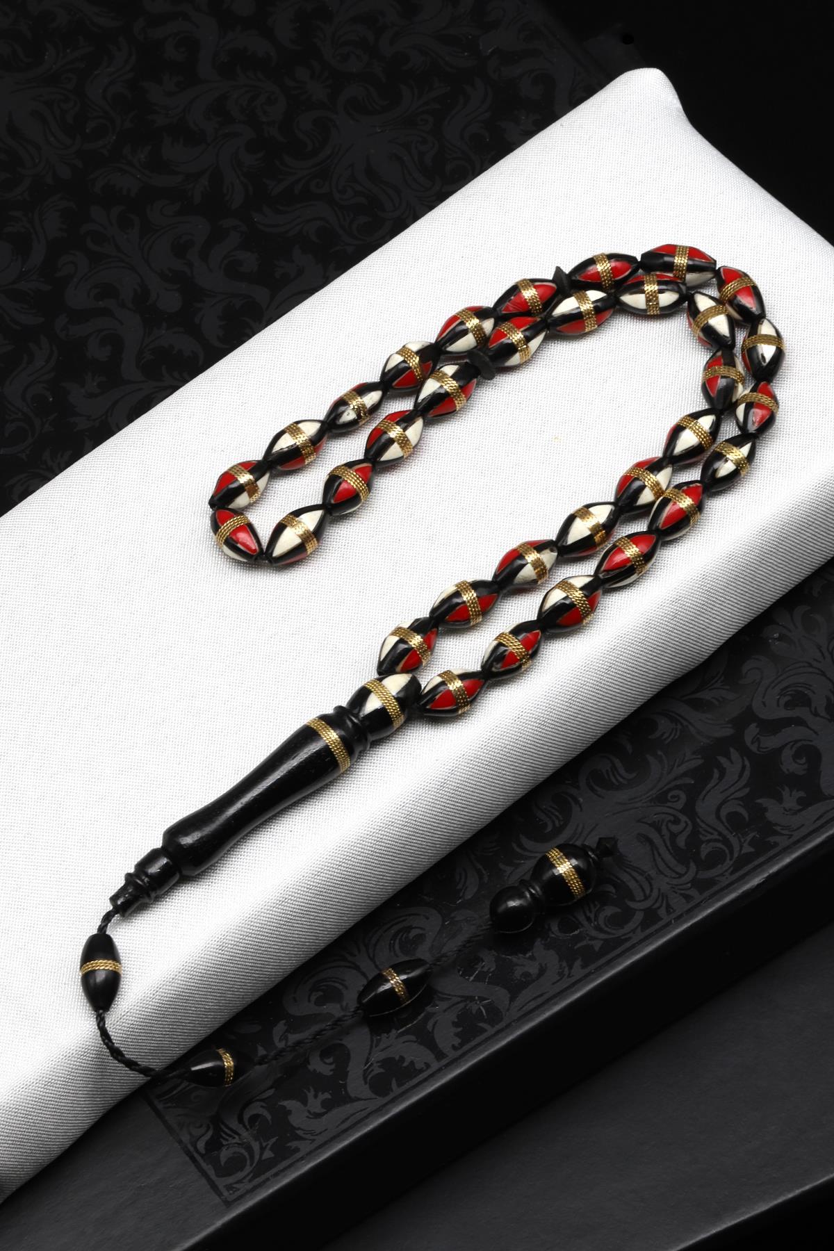 İşlemeli Kuka Tesbih 6 x 10 mm Arpa Kesim