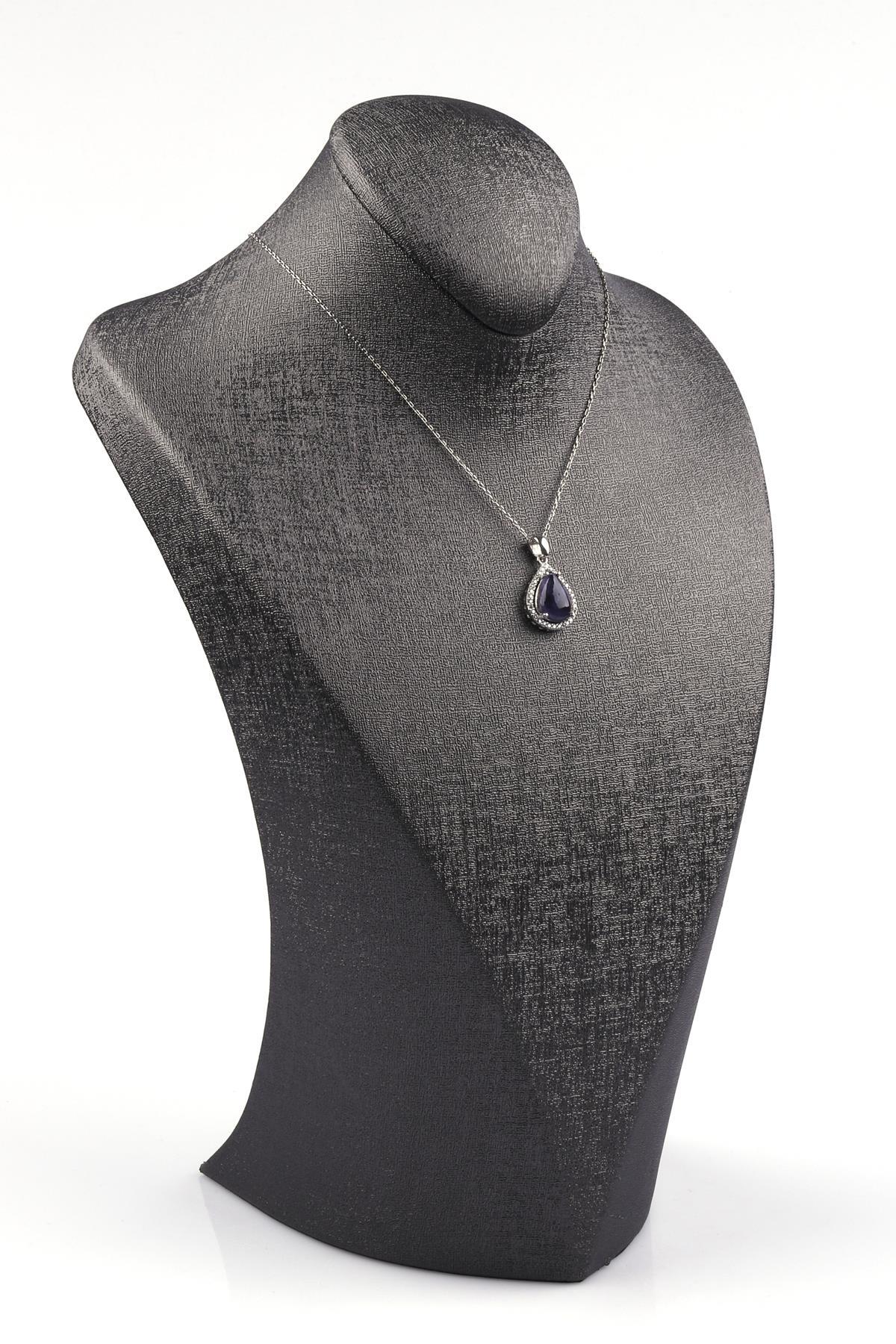 İyolit Doğal Taş 925 Ayar Gümüş Kolye