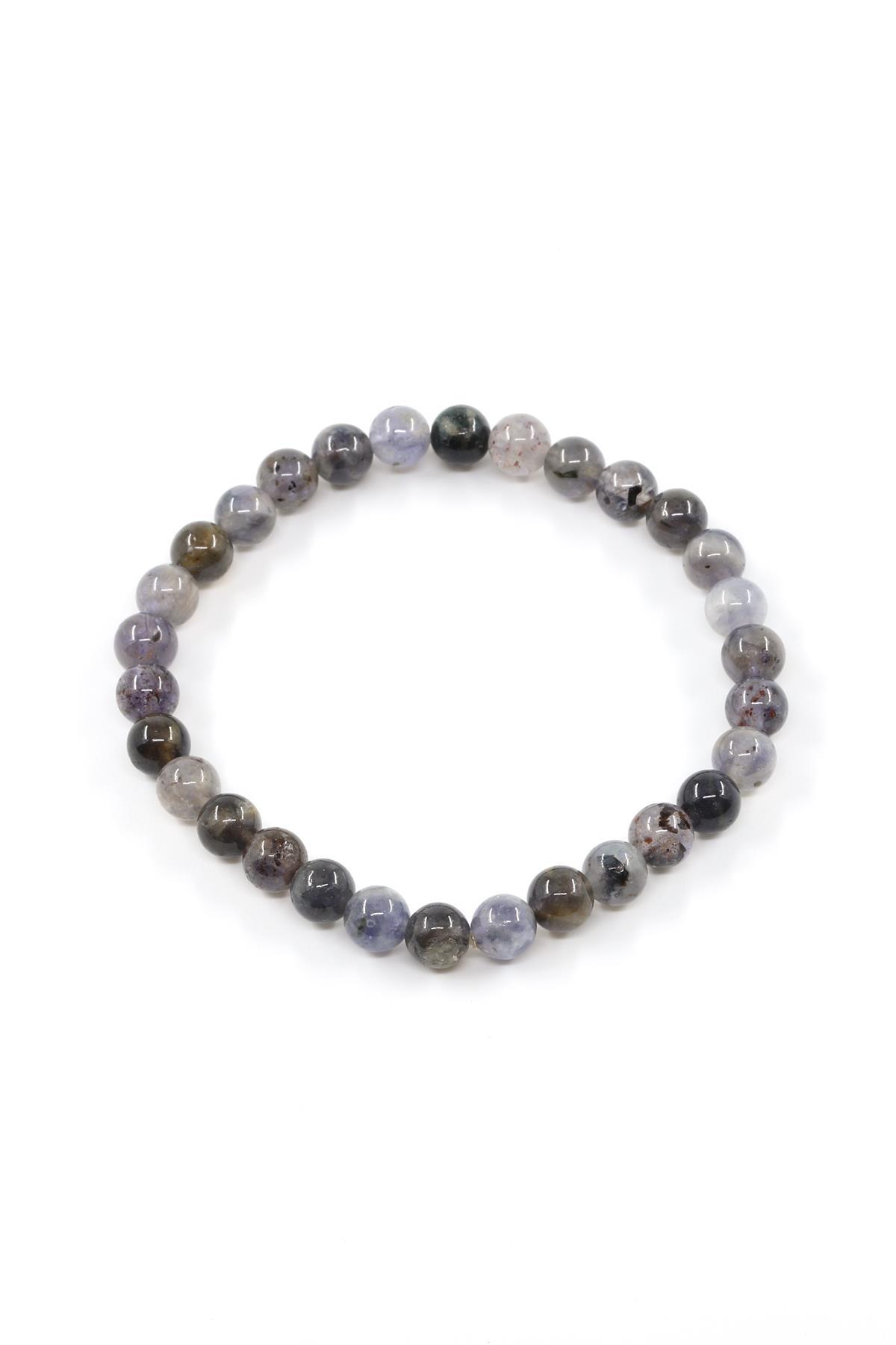 İyolit Doğal Taş Bileklik 6 mm Küre Kesim