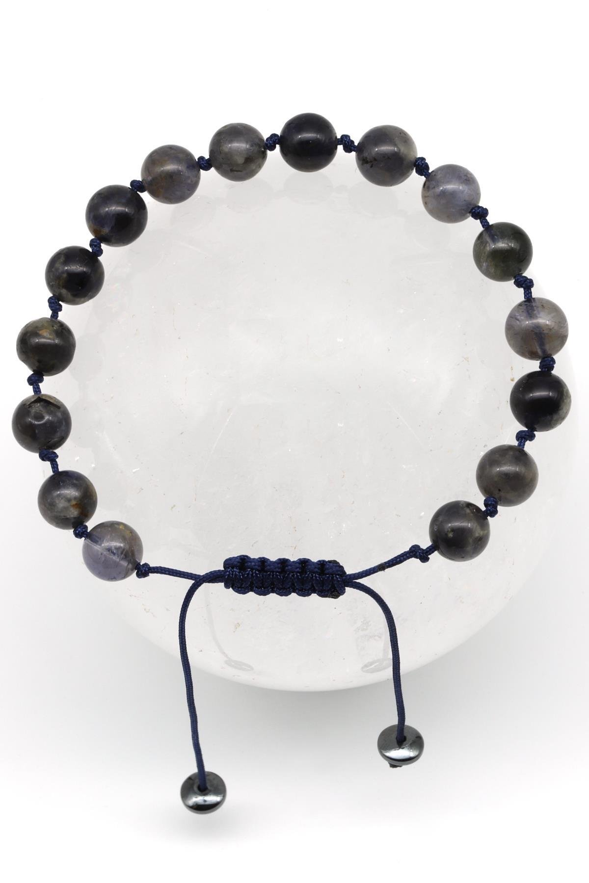 İyolit Doğal Taş Makrome Örme Bileklik