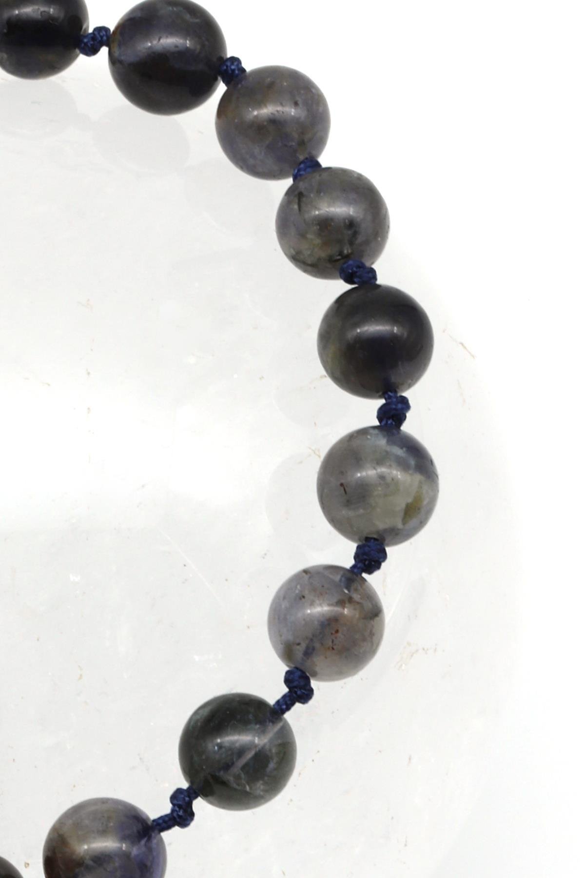 İyolit Doğal Taş Makrome Örme Bileklik