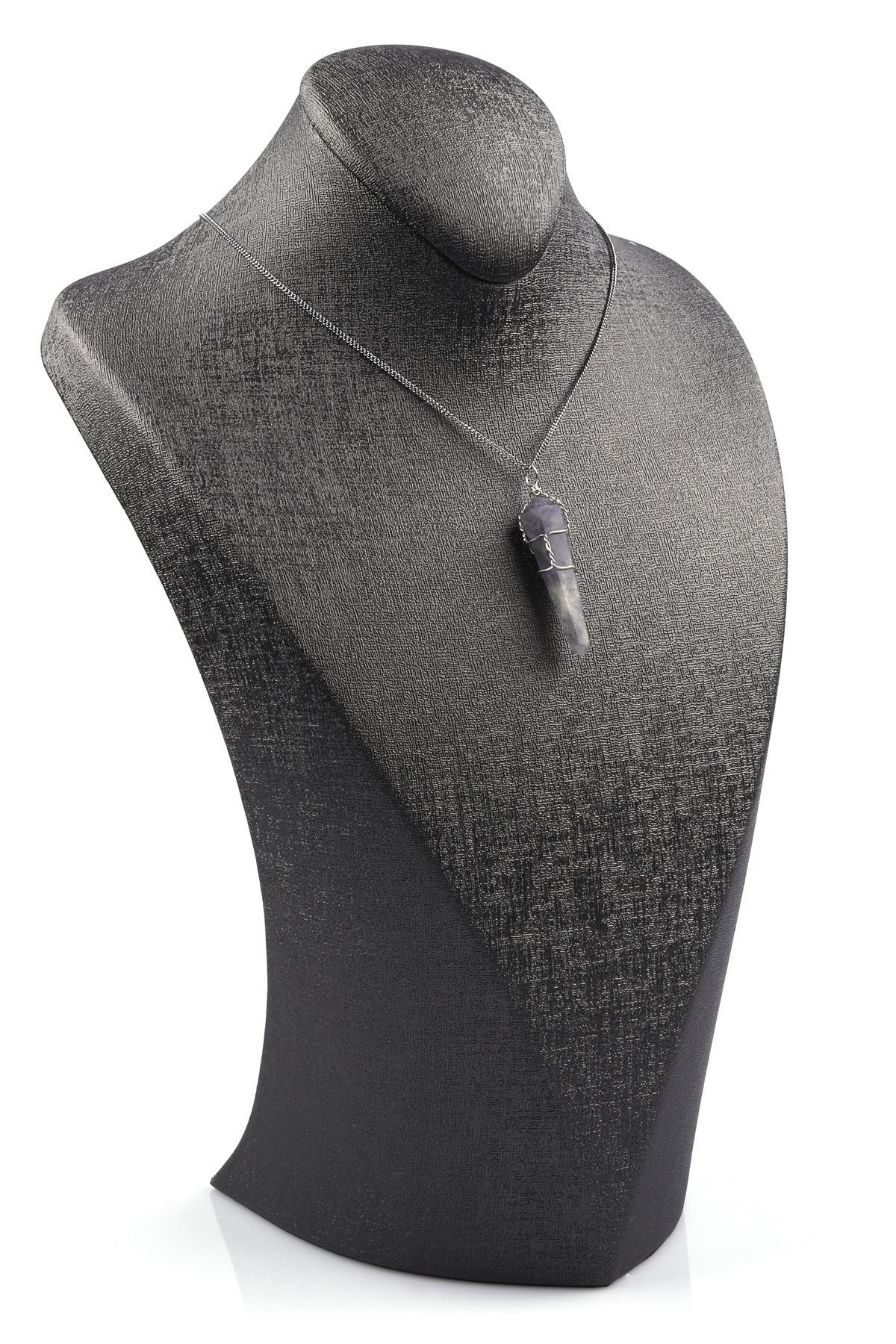 İyolit Taşı Doğal Taş Tel Sarmalı Kolye