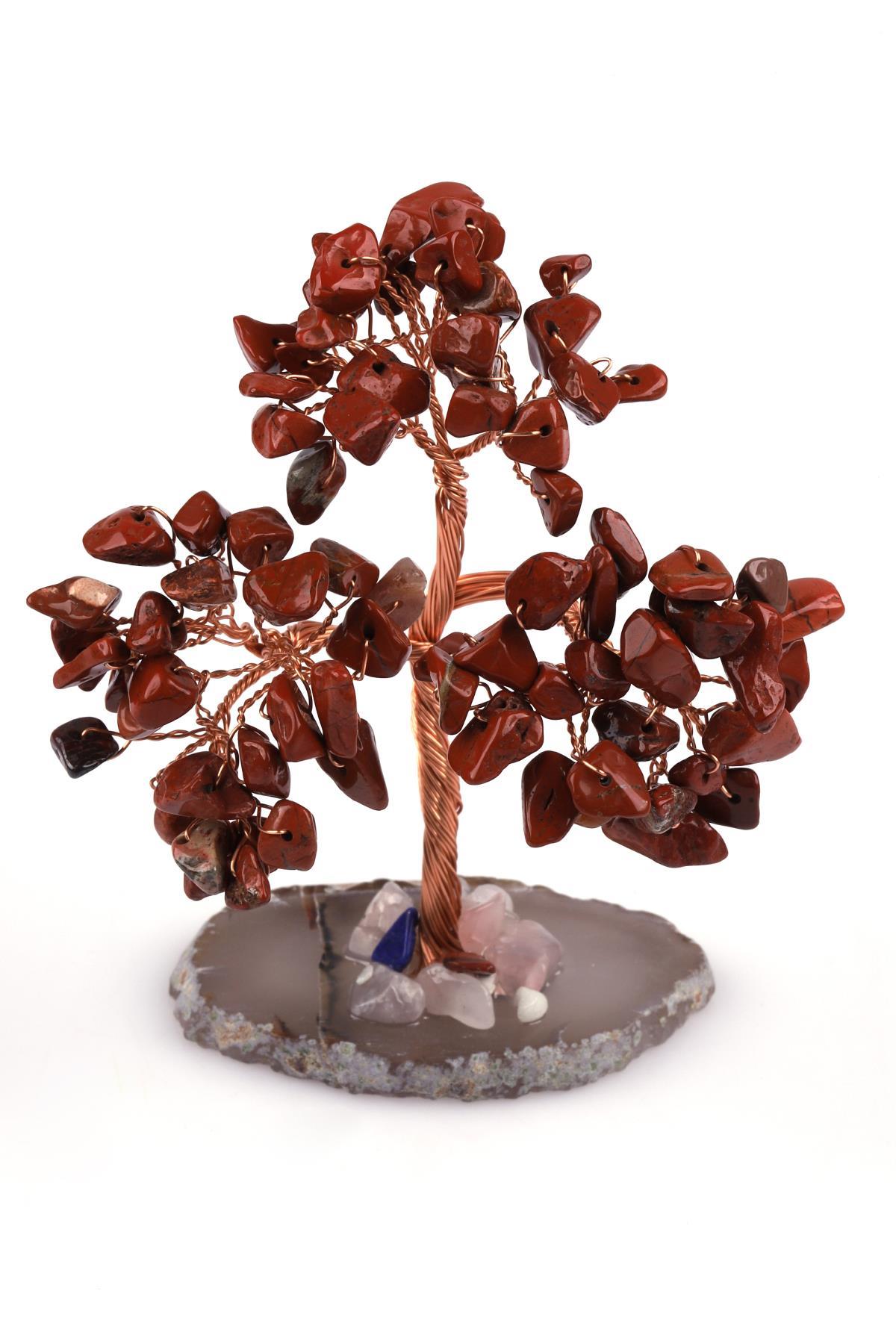 Jasper - Akik Doğal Taş Tel Sarmalı Ağaç