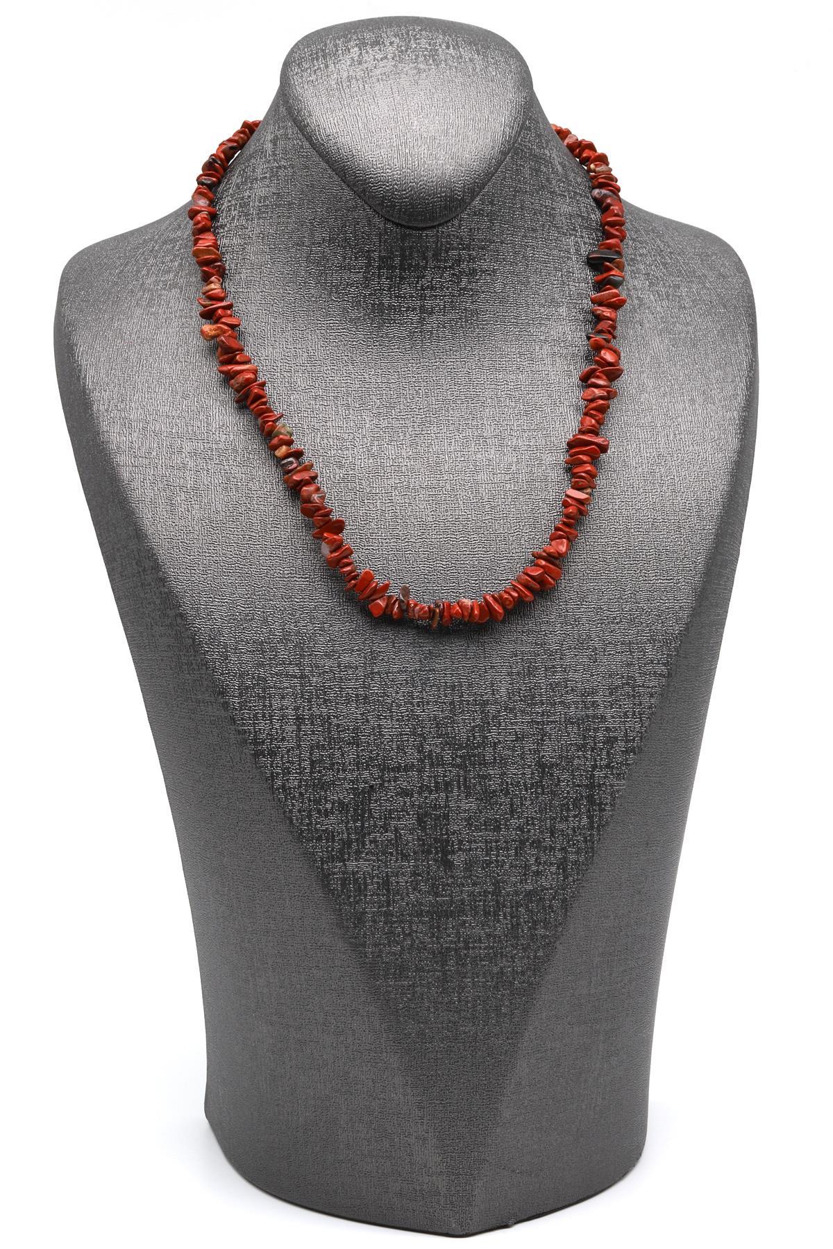 Jasper ( Çelik Klipsli ) Doğal Taş Kırıktaş Kolye 