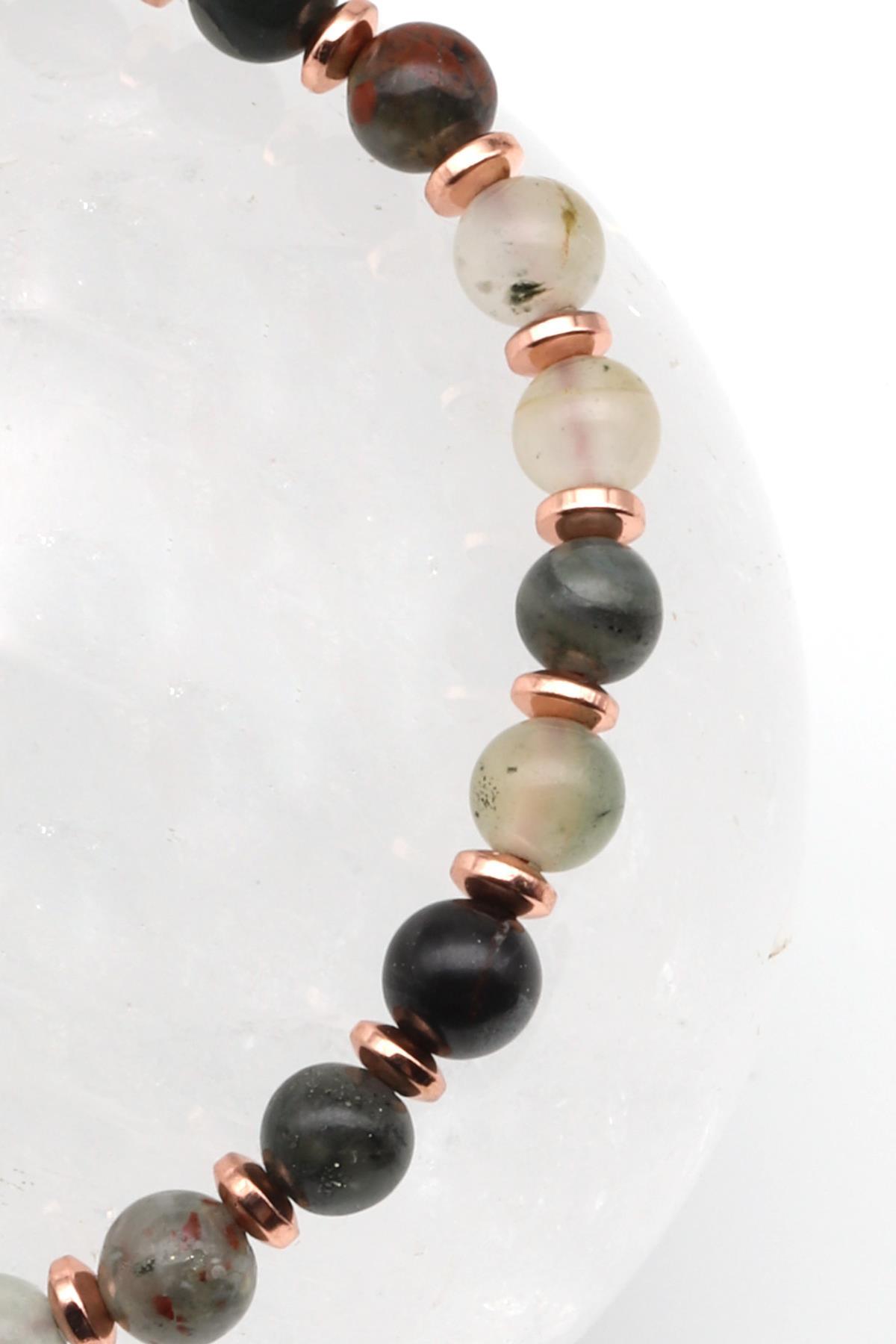 Jasper Doğal Taş Makrome Örme Bileklik