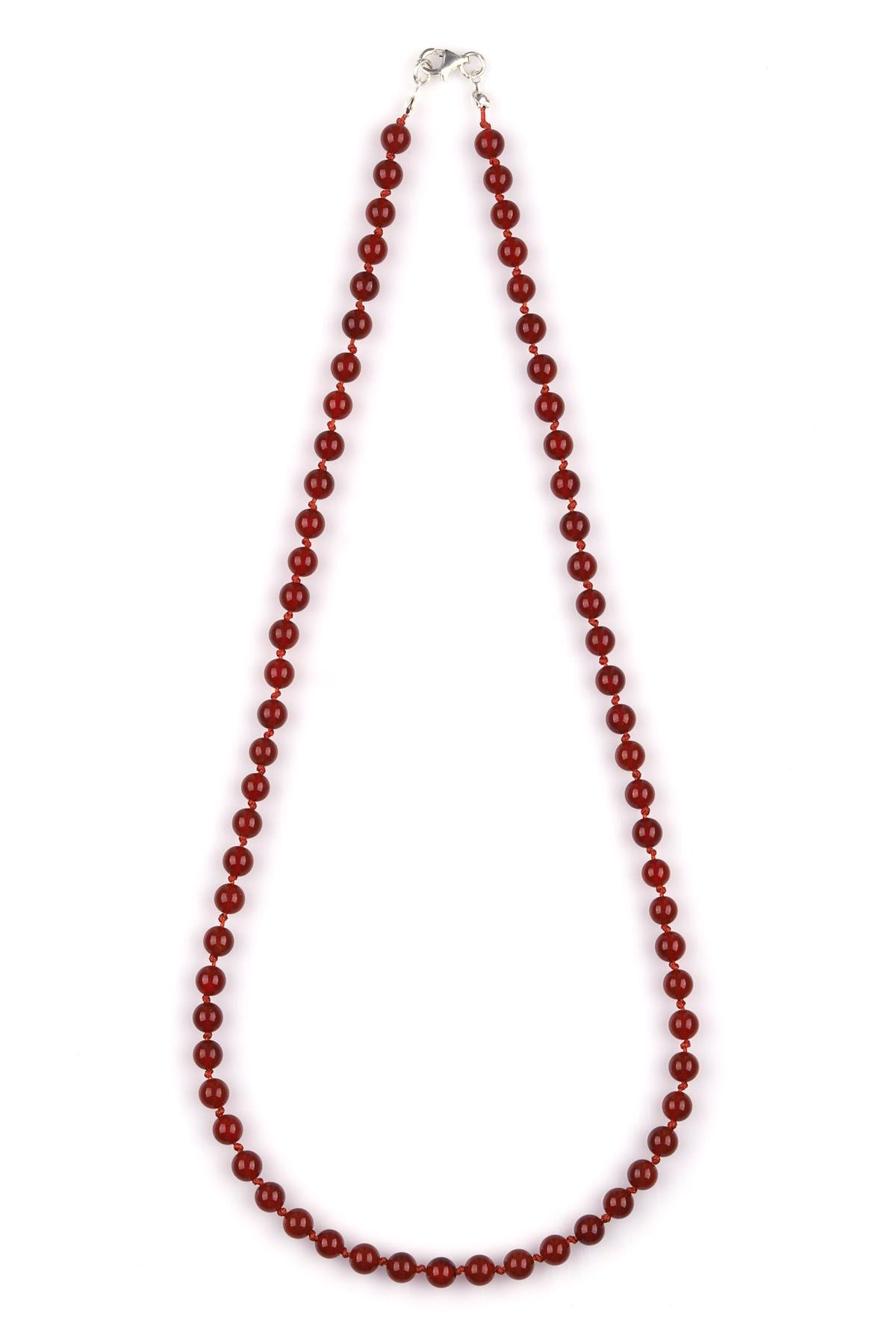 Kahverengi Akik Doğal Taş 6 mm Düğümlü Kolye