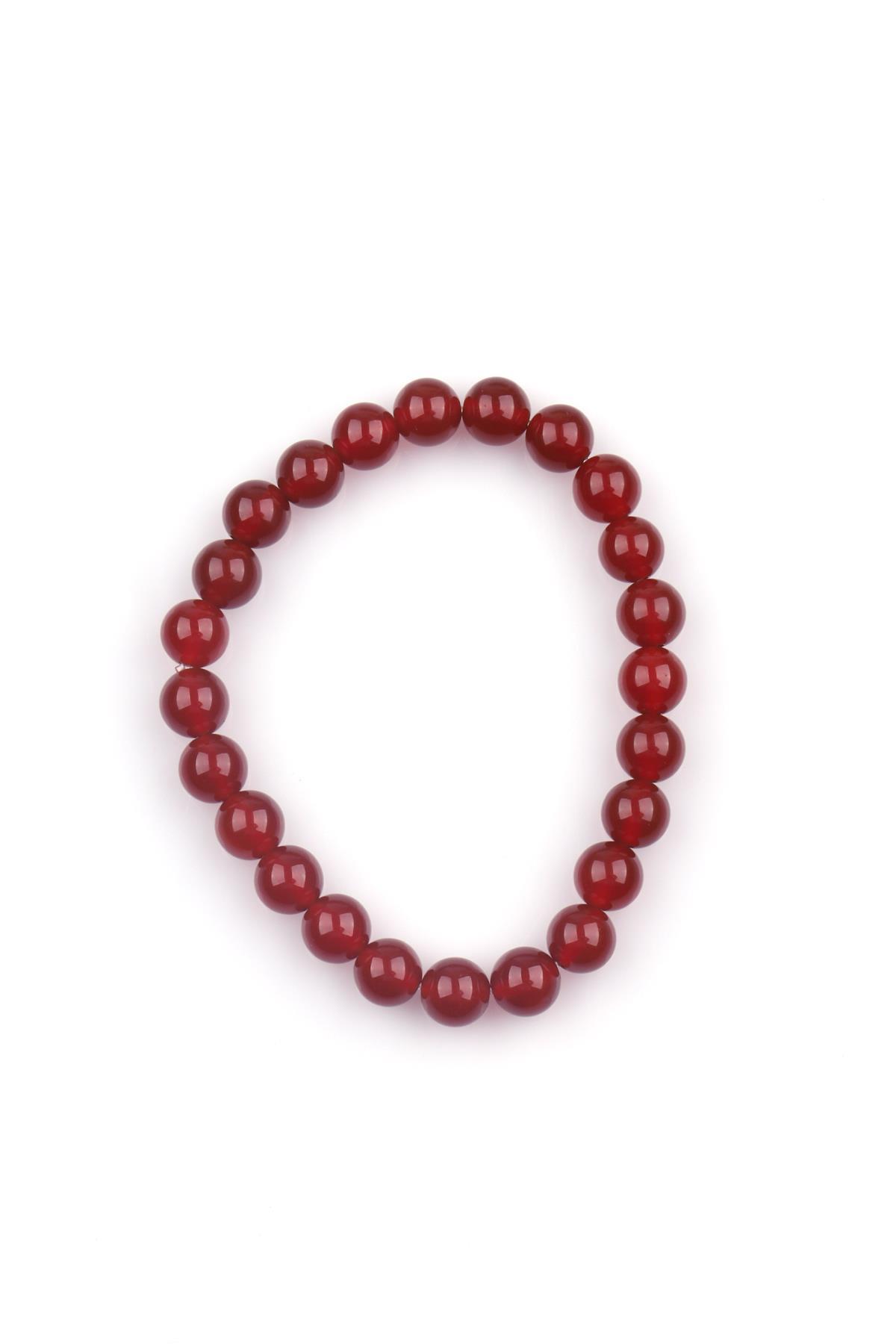 Kahverengi Akik Doğal Taş 8 mm Küre Kesim Bileklik