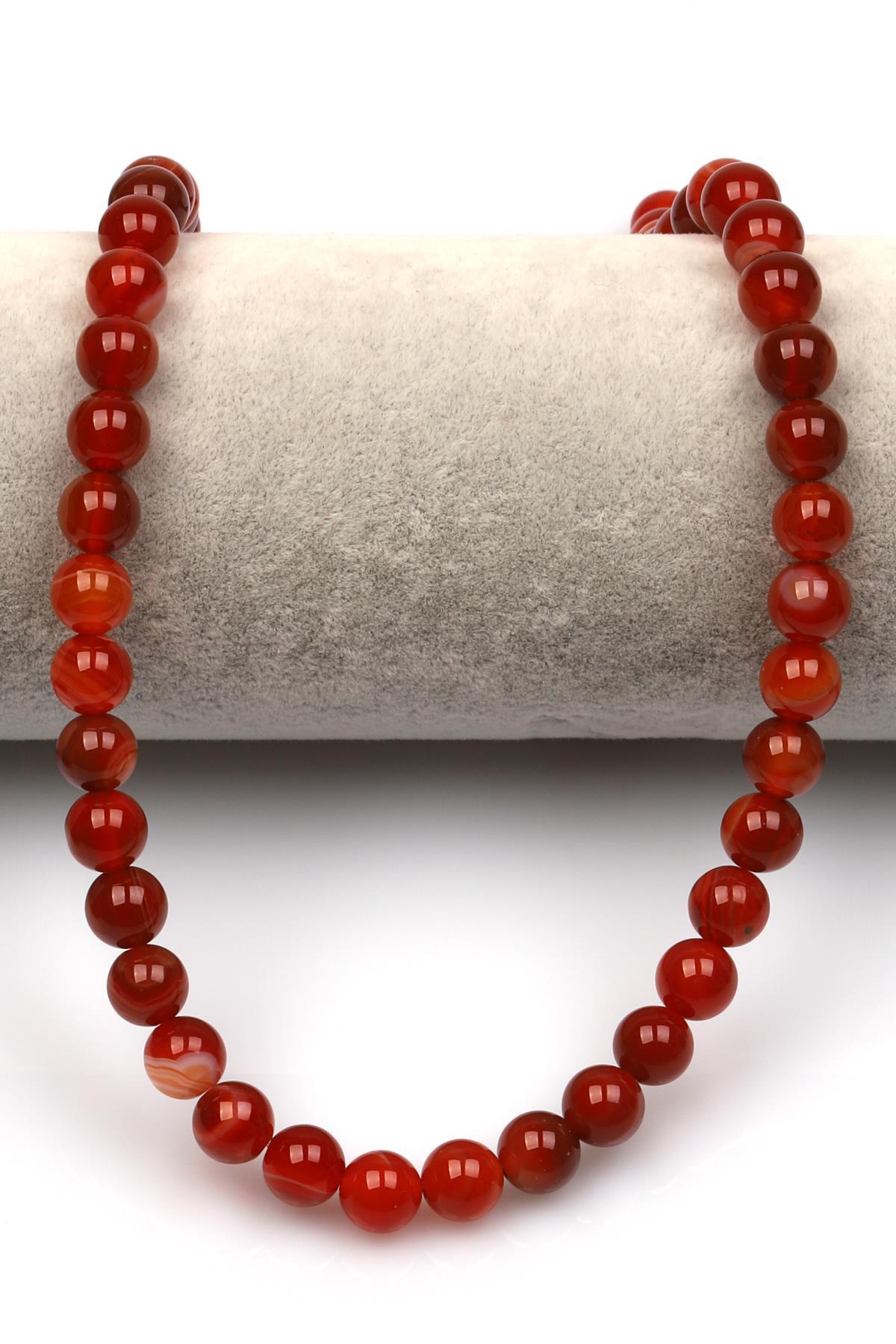 Kahverengi Akik Doğal Taş Dizi 8 mm Küre Kesim