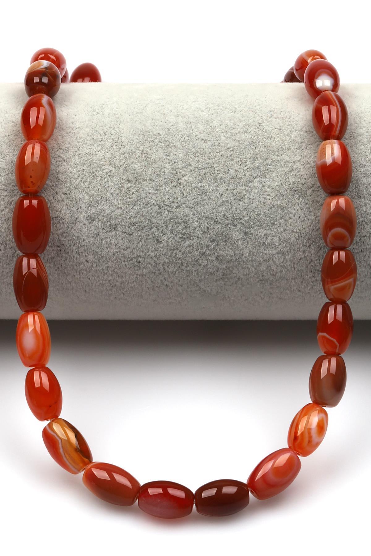 Kahverengi Akik Doğaltaş Dizi 8 x 12 mm Arpa Kesim