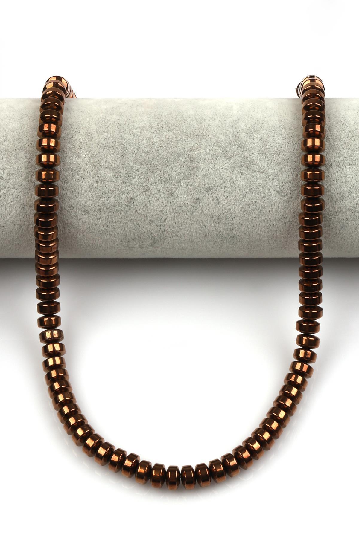 Kahverengi Hematit Dizi 4 x 8 mm Rondel Kesim