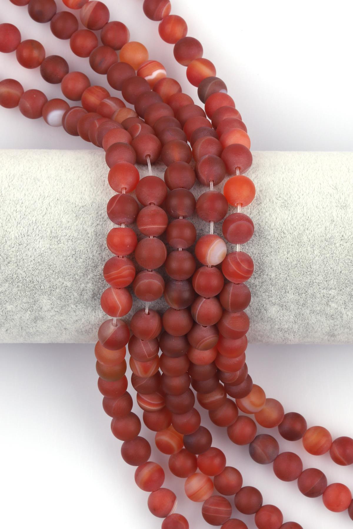 Kahverengi Mat Akik Doğal Taş Dizi 8 mm Küre Kesim