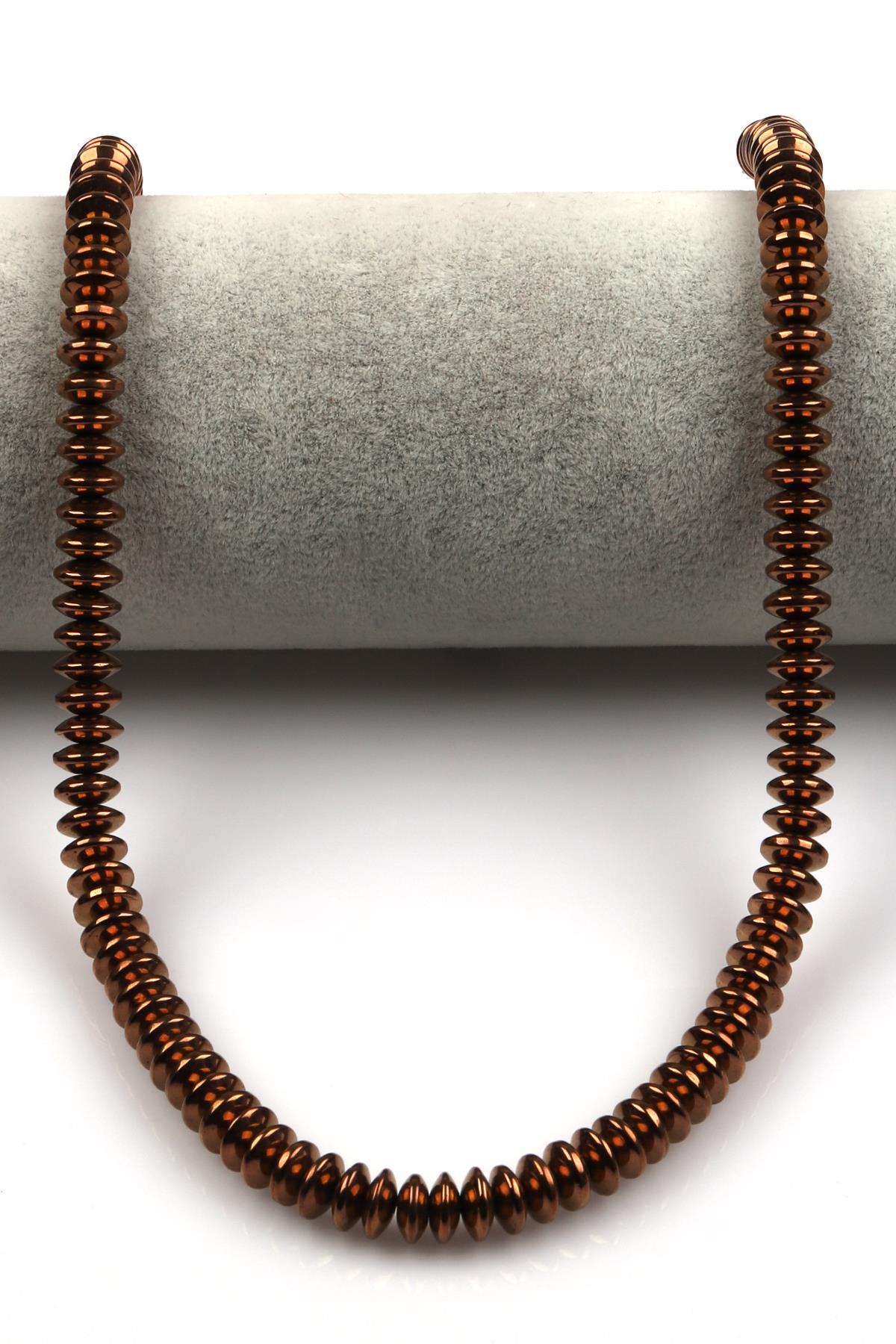 Kahverengi Renkli Hematit Dizi 3 x 8 mm Rondel Kesim