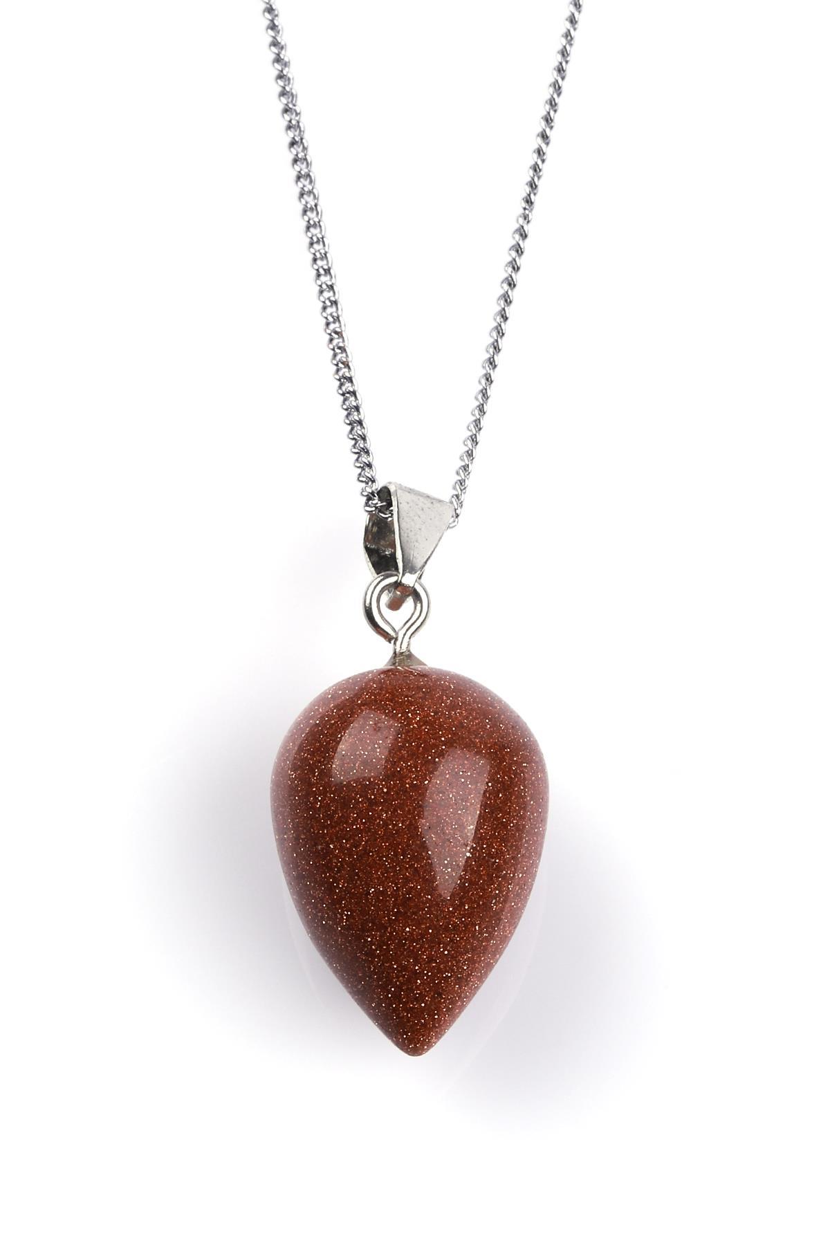 Kahverengi Yıldız Taşı Damla Model Kolye 