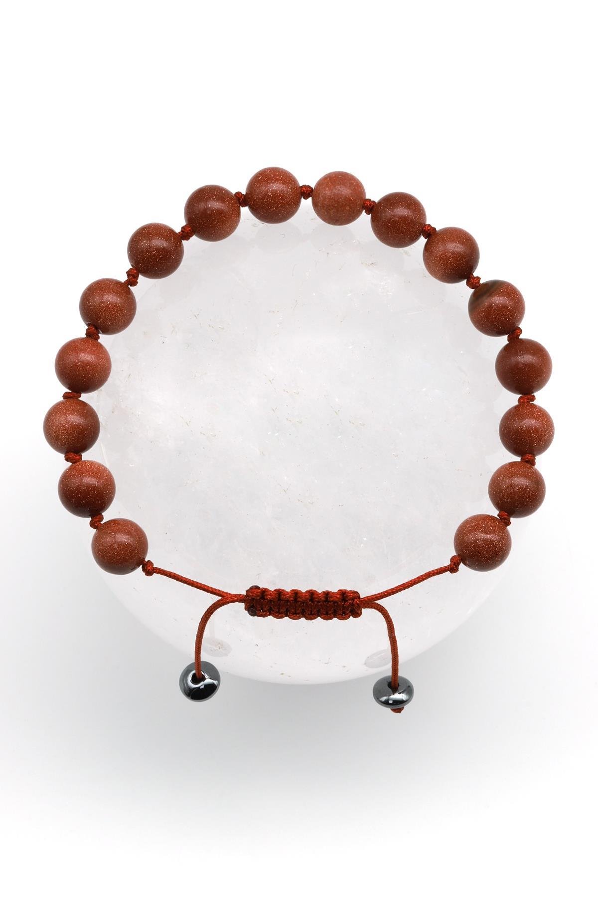 Kahverengi Yıldız Taşı Makrome Örme Bileklik